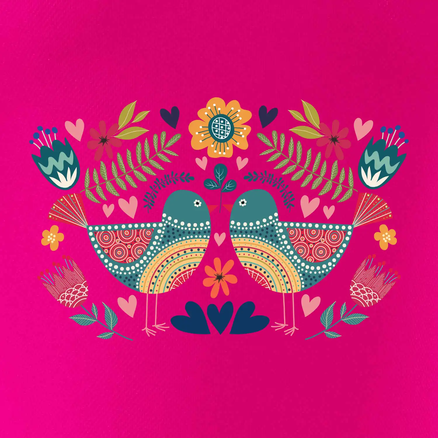 Folklor - dva barevní ptáčci