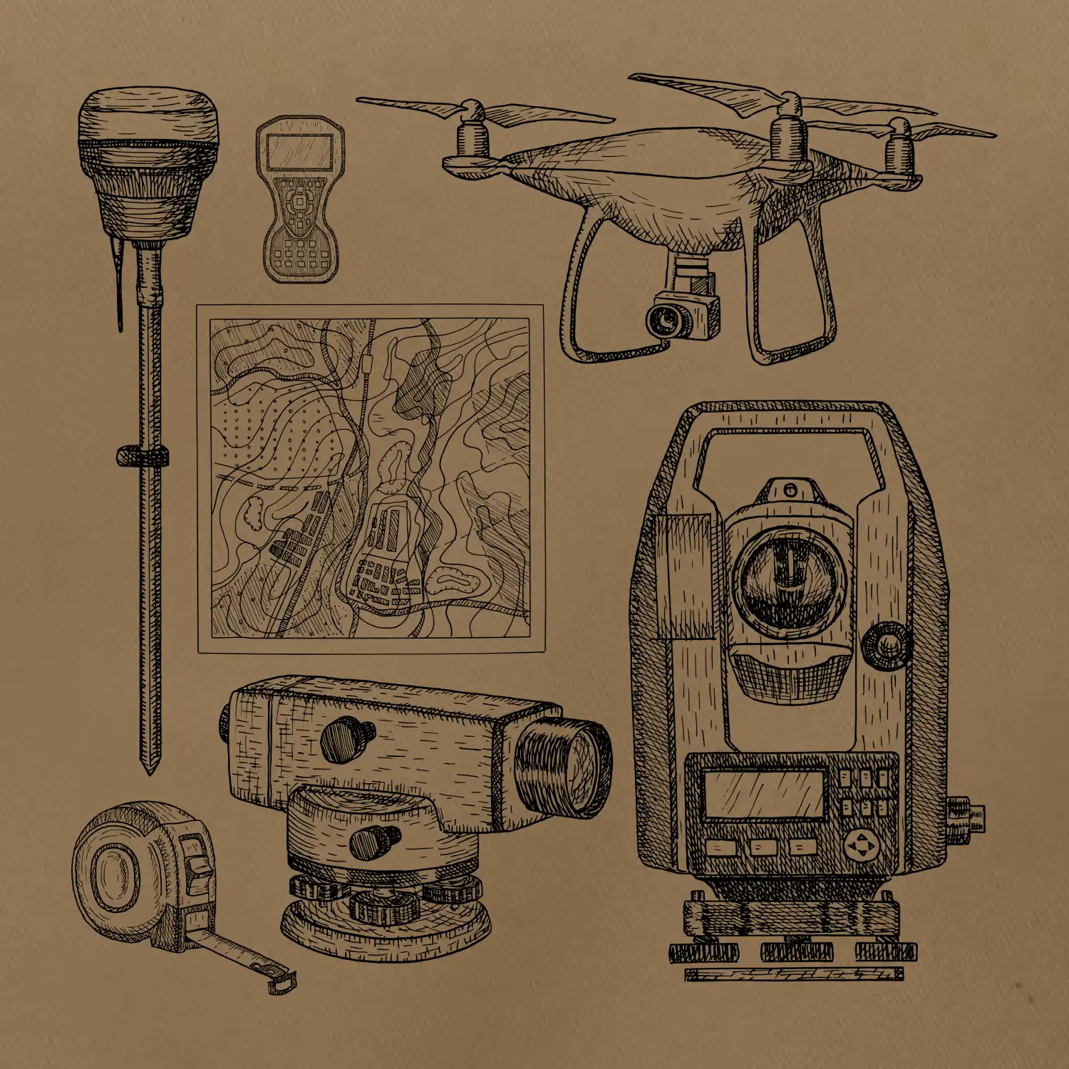 Geodet teodolit dron