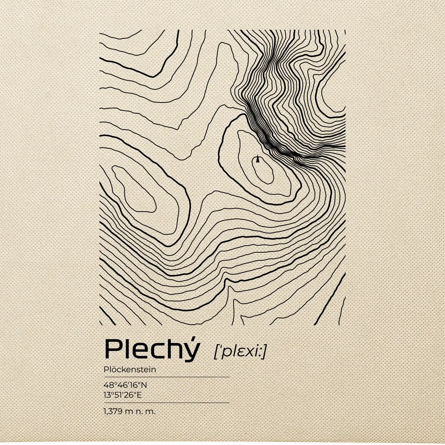 Plechý - vrstevnice v obdélníku