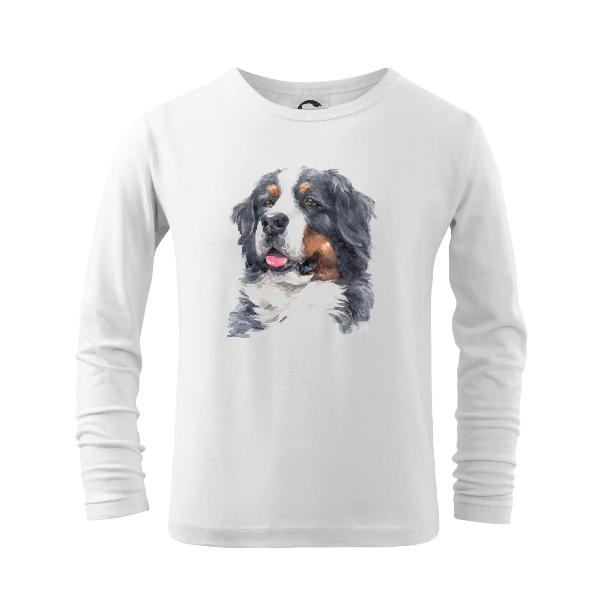 Bernský salašnícky pes na tričku - Bernský salašnícky pes -  hlava vodová farba - Tričko detské Long Sleeve