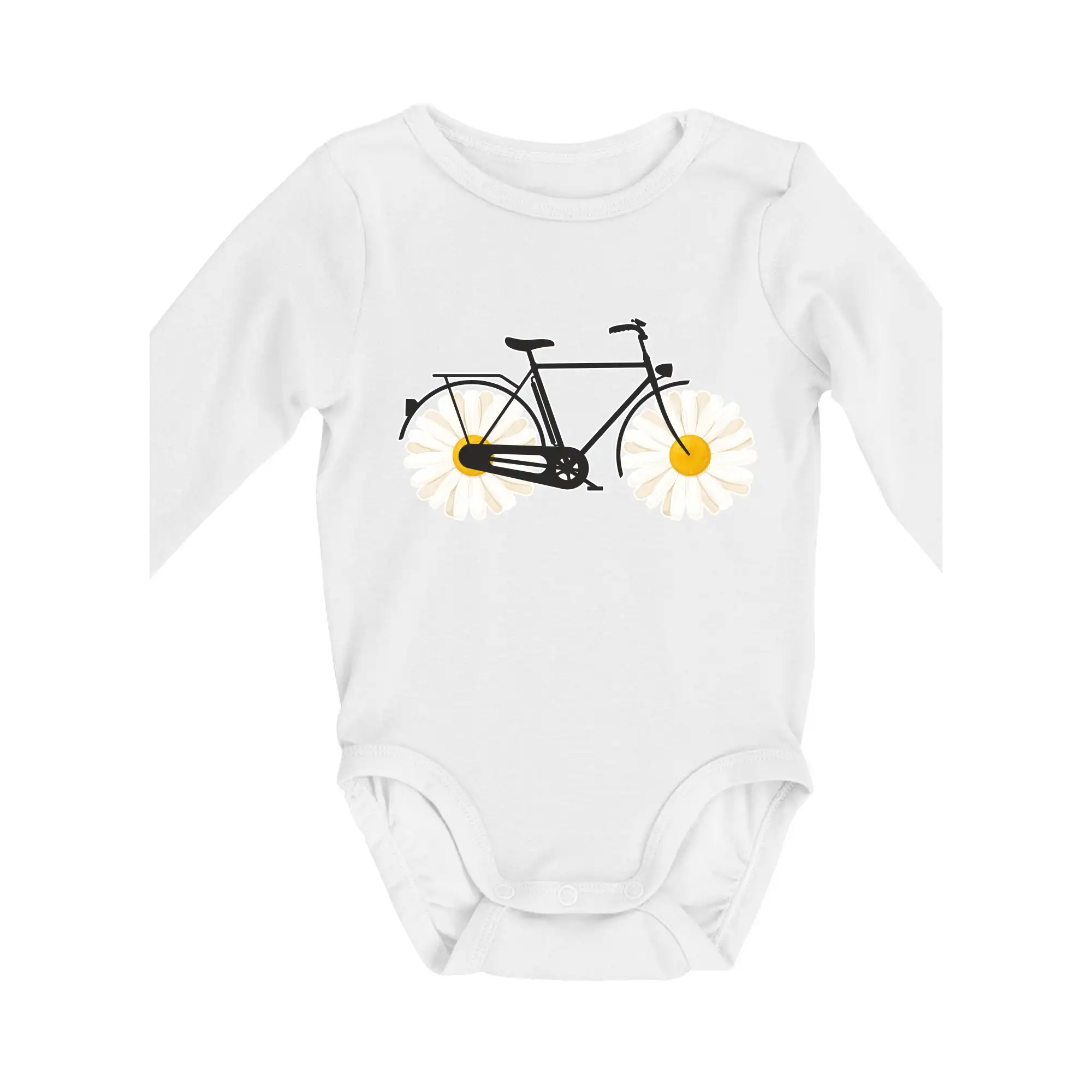 Tričko ako darček pre cyklistu - Kolo margaréta - Body dojčenské s dlhým rukávom