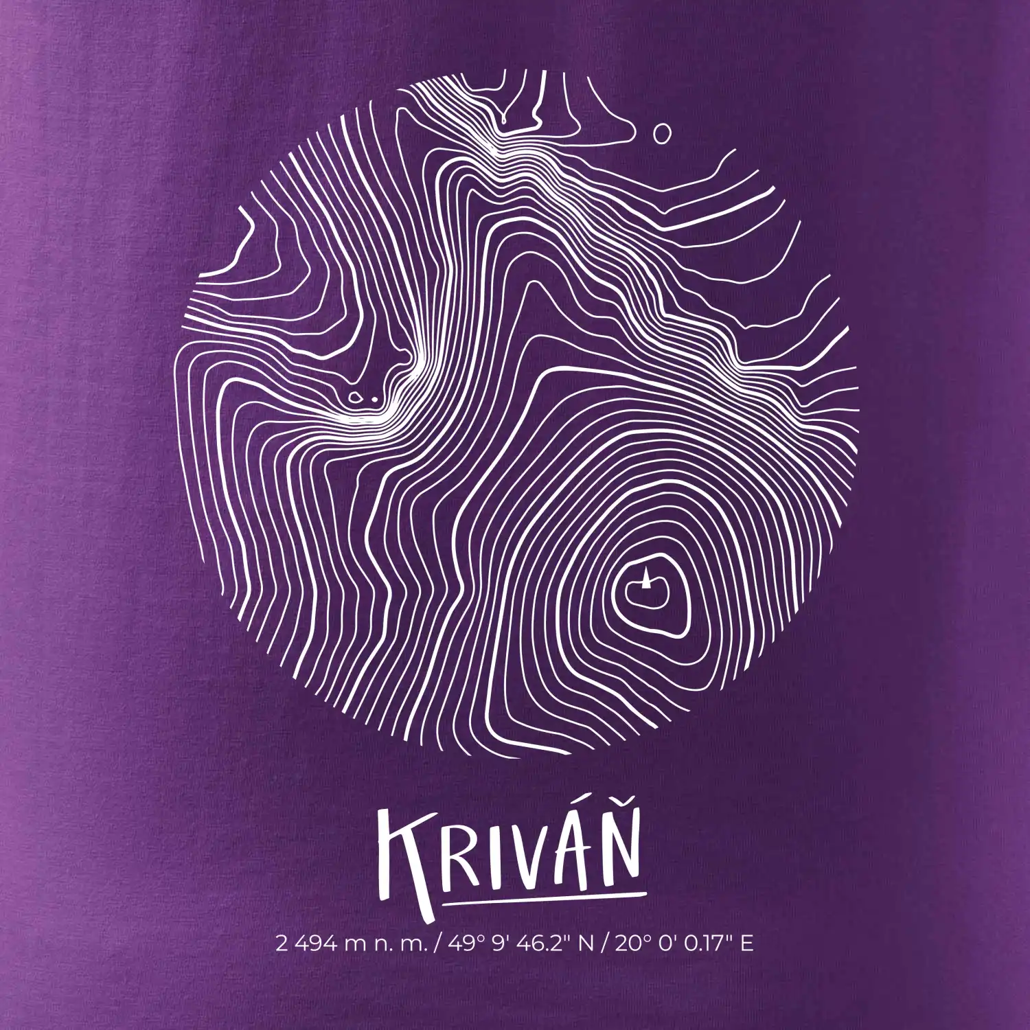 Kriváň - vrstevnice v kruhu
