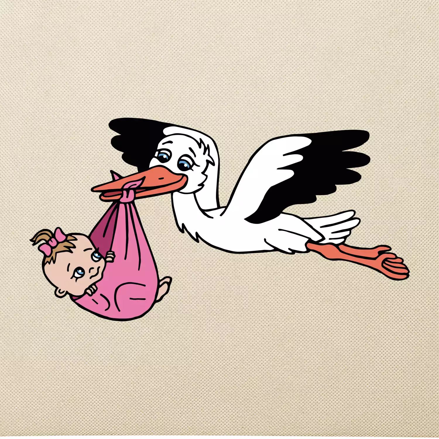 Čáp a miminko - holka (Hana-creative)