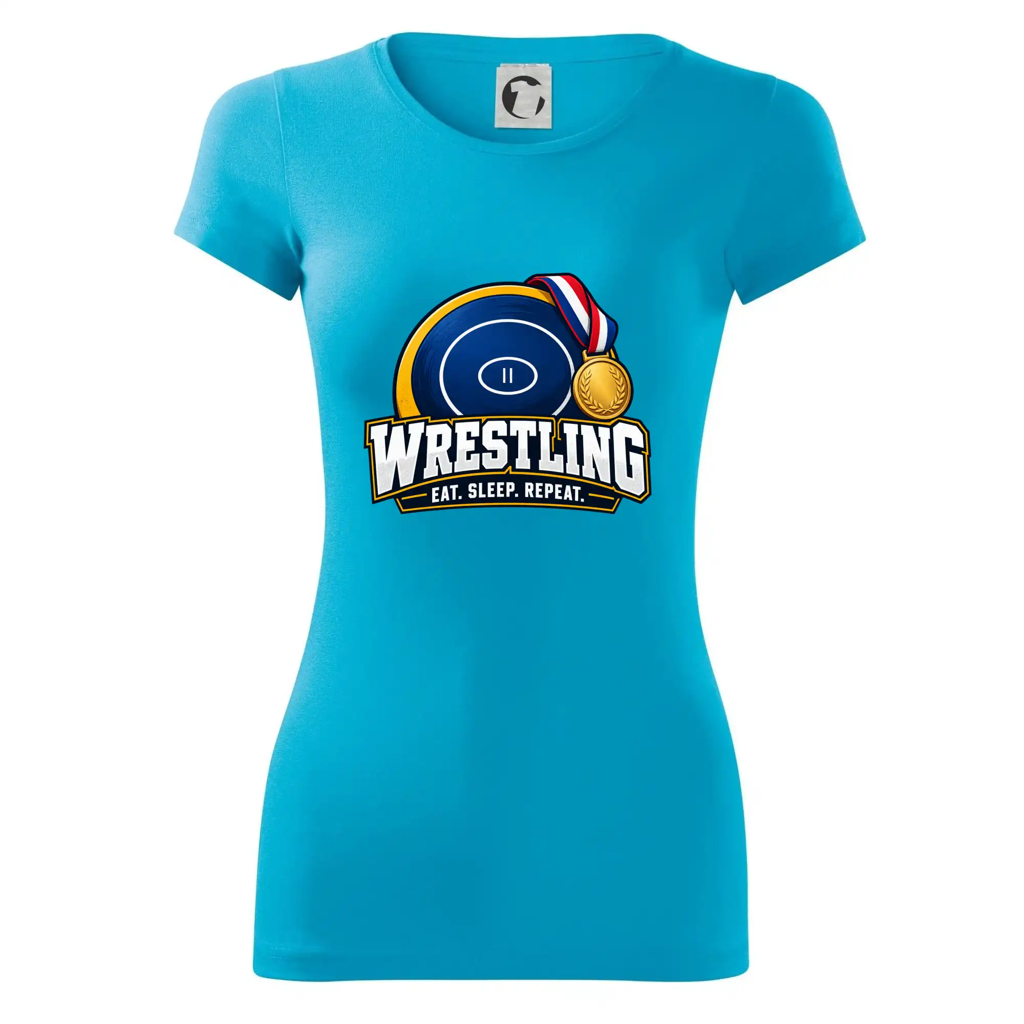 Zápasnická žíněnka se zlatou medailí eat sleep wrestling  repeat