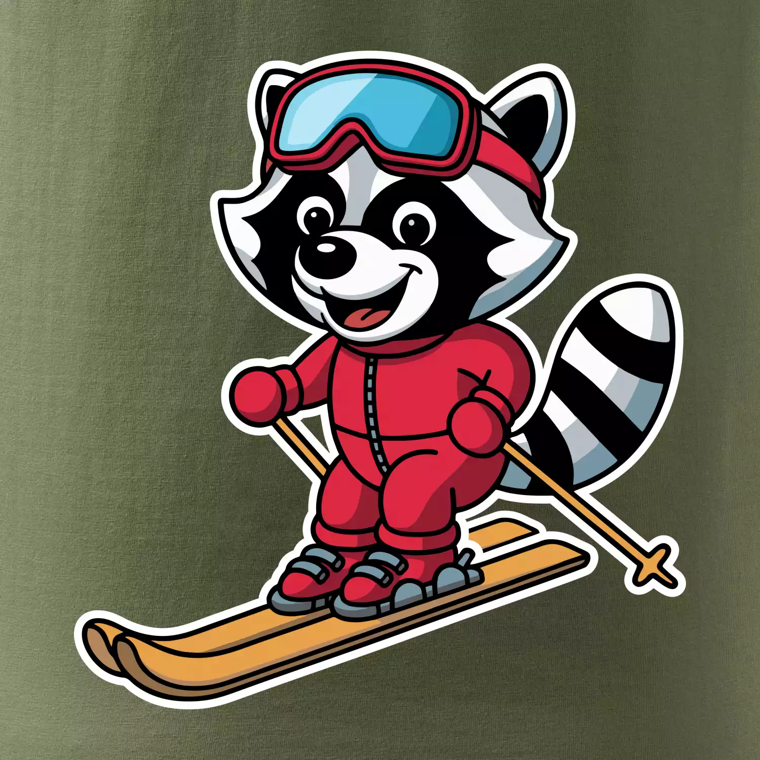 Mýval na lyžích - kreslený