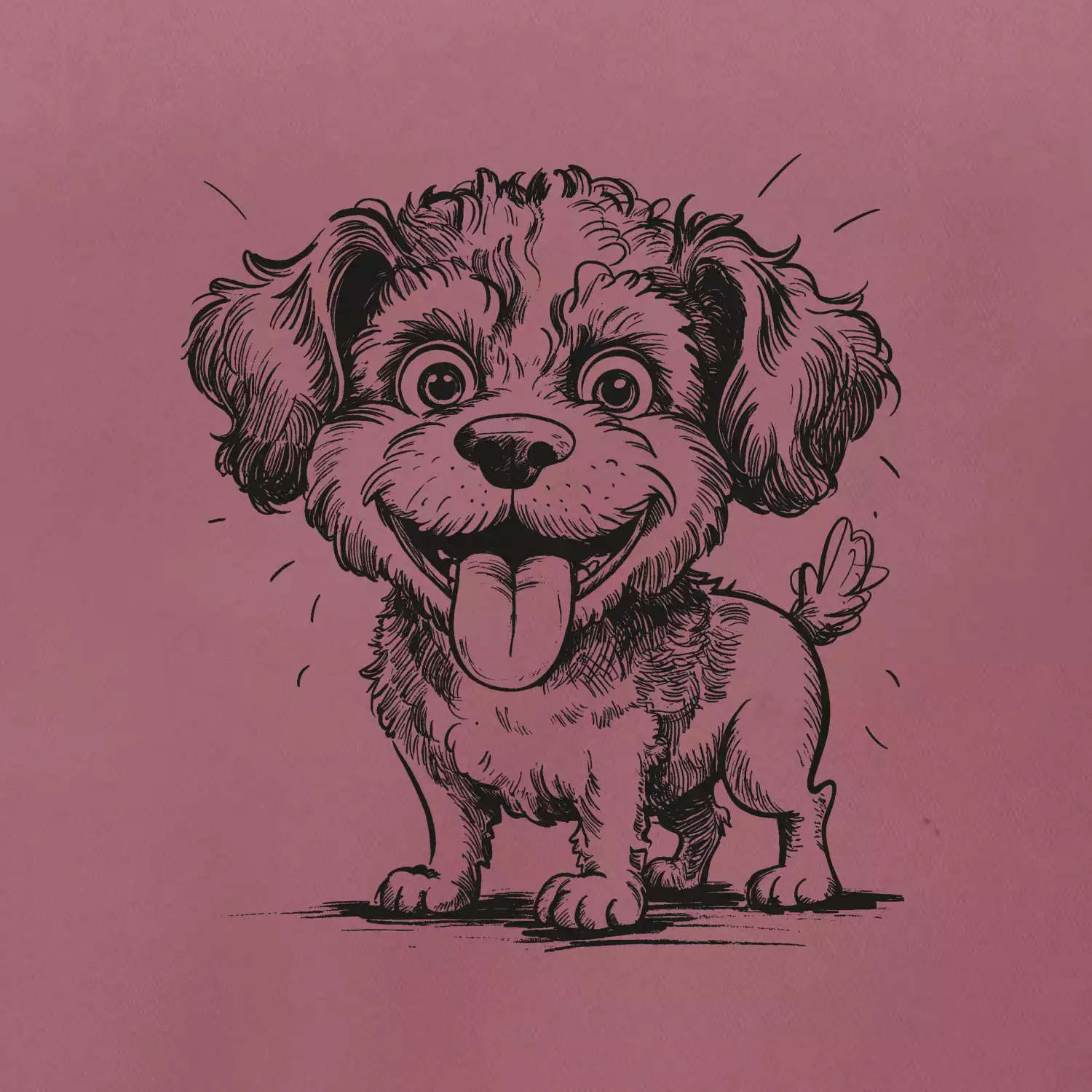 Lagotto romagnolo karikatura vypláznutý jazyk