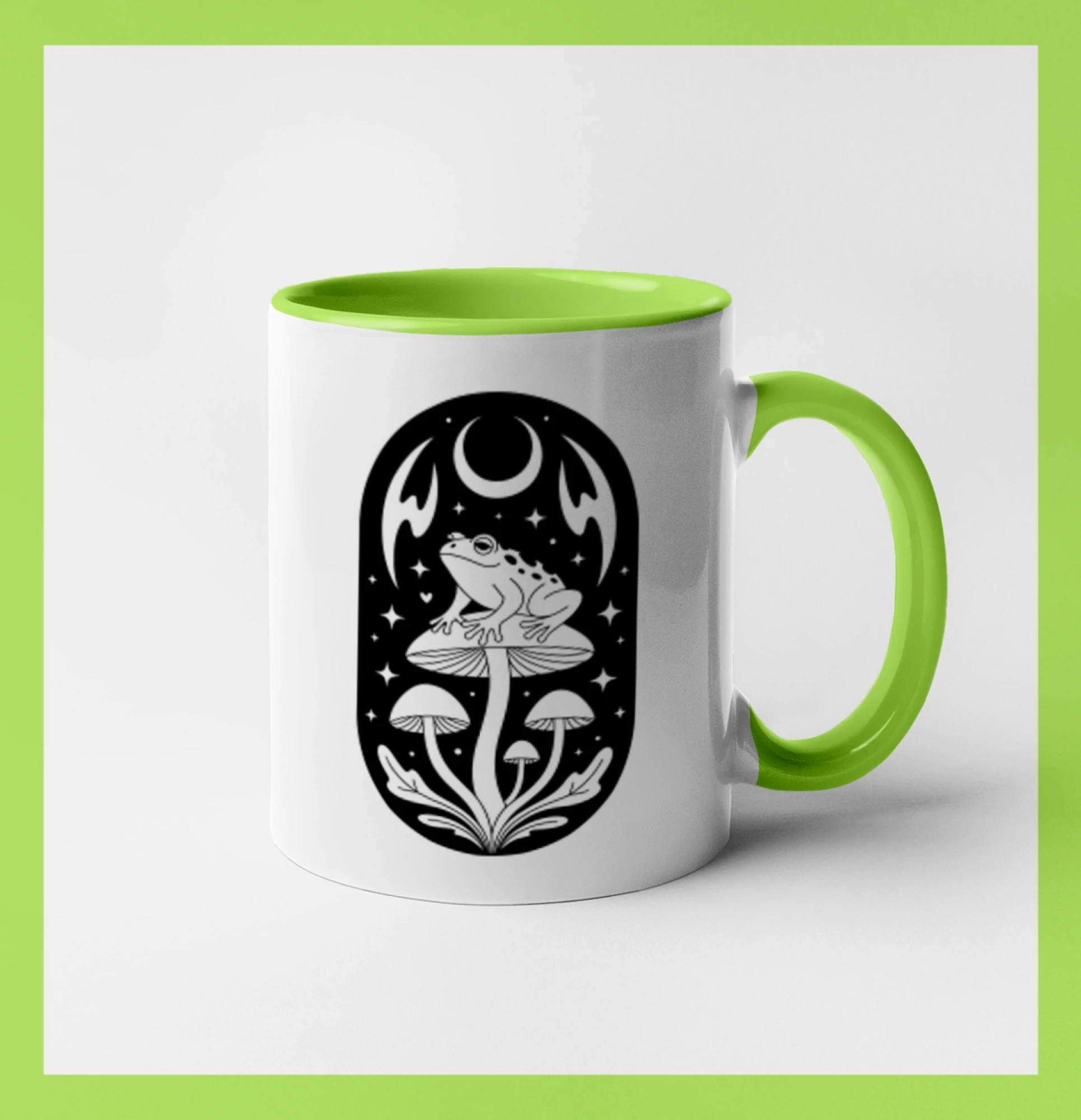 Goblincore černobílá oválná žába