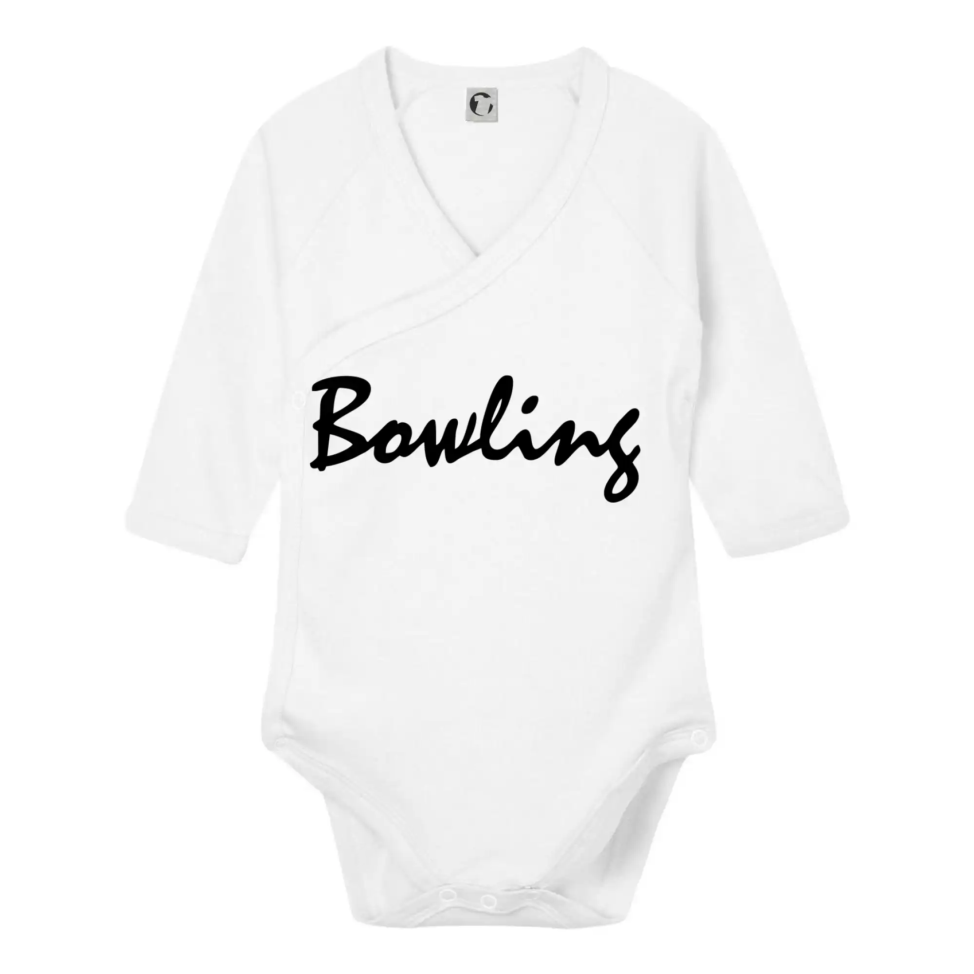 Tričká Bowling - Bowling nápis písacie - Body zavinovacie s dlhým rukávom