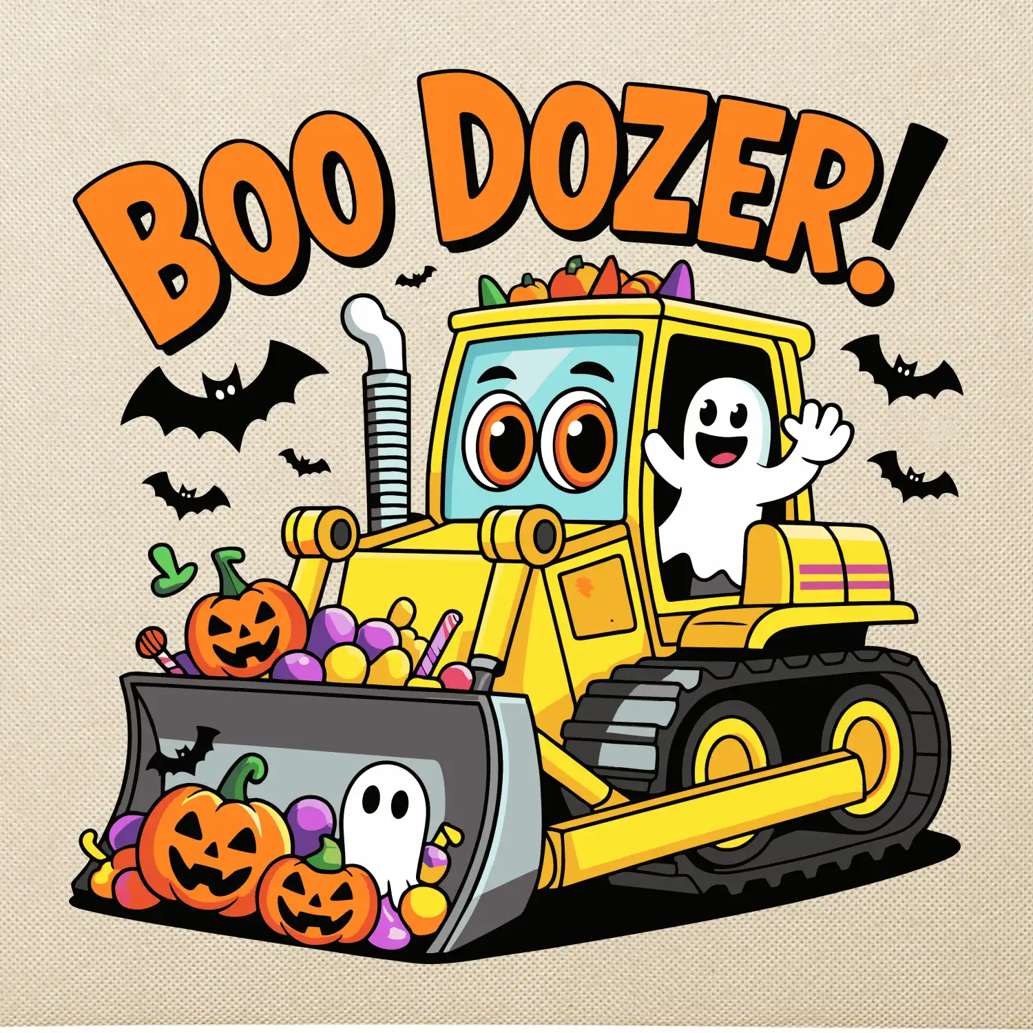 Halloweenský boo dozer
