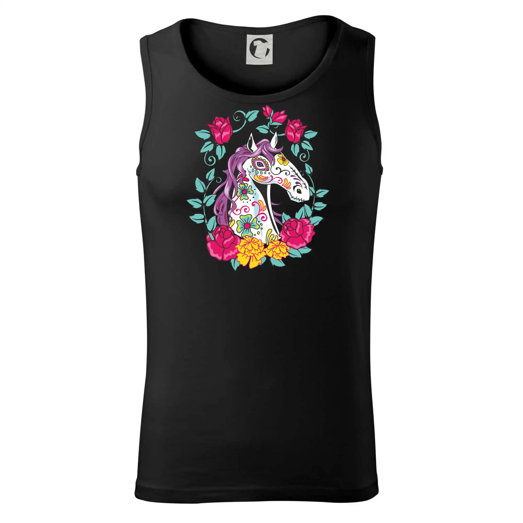 Kůň barevný s květinami