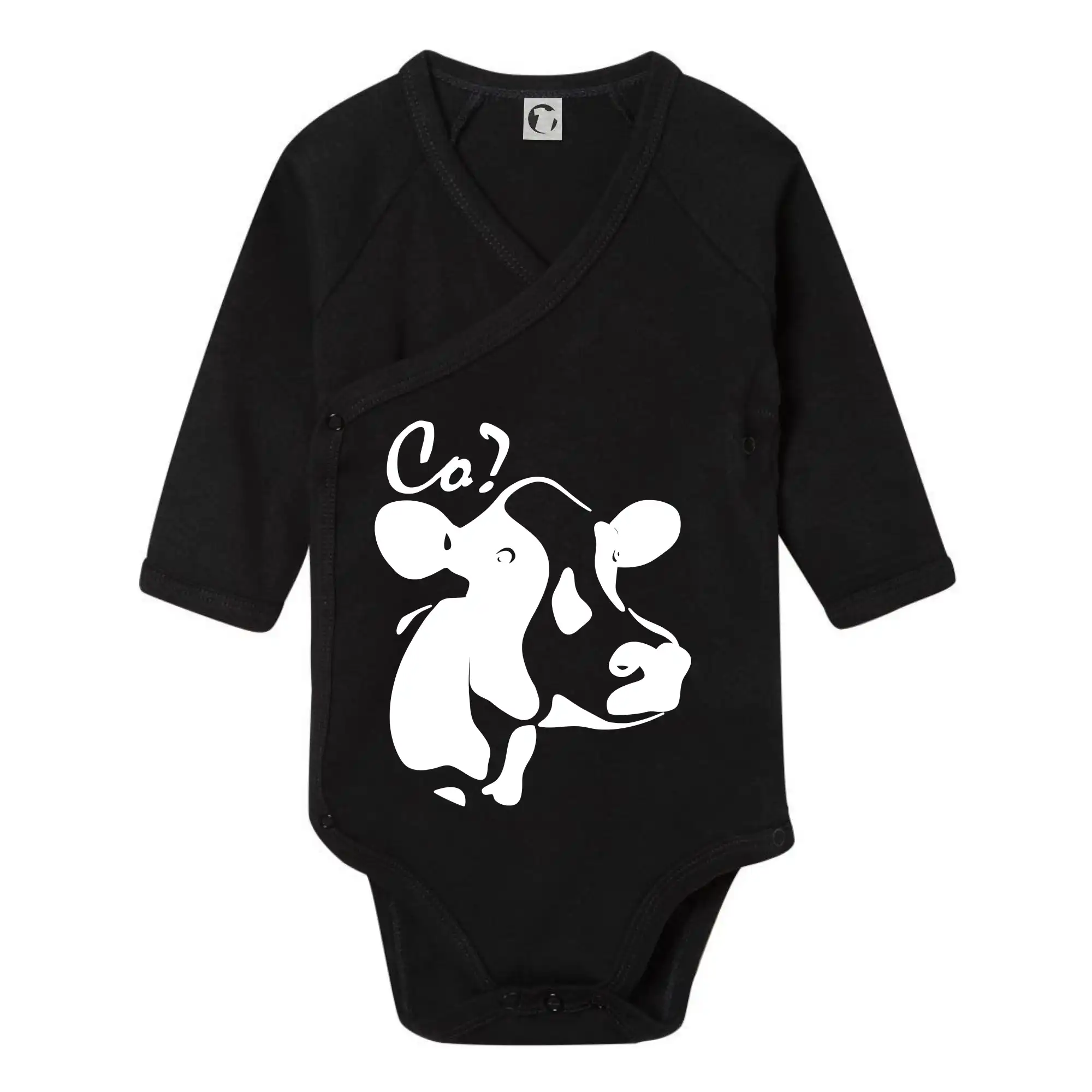 Tričká s kravou - Zmätená krava - Body zavinovacie s dlhým rukávom