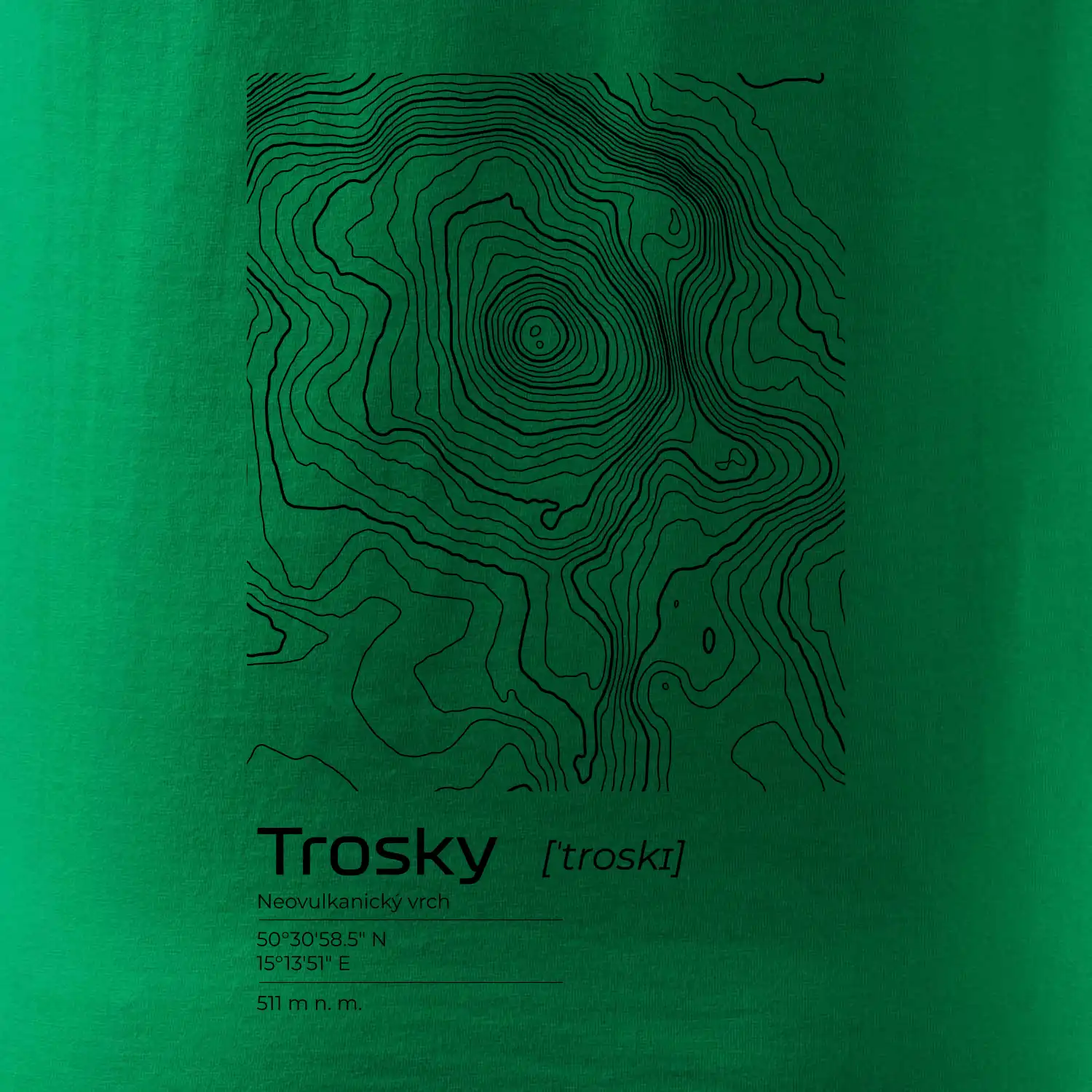 Trosky - vrstevnice v obdélníku