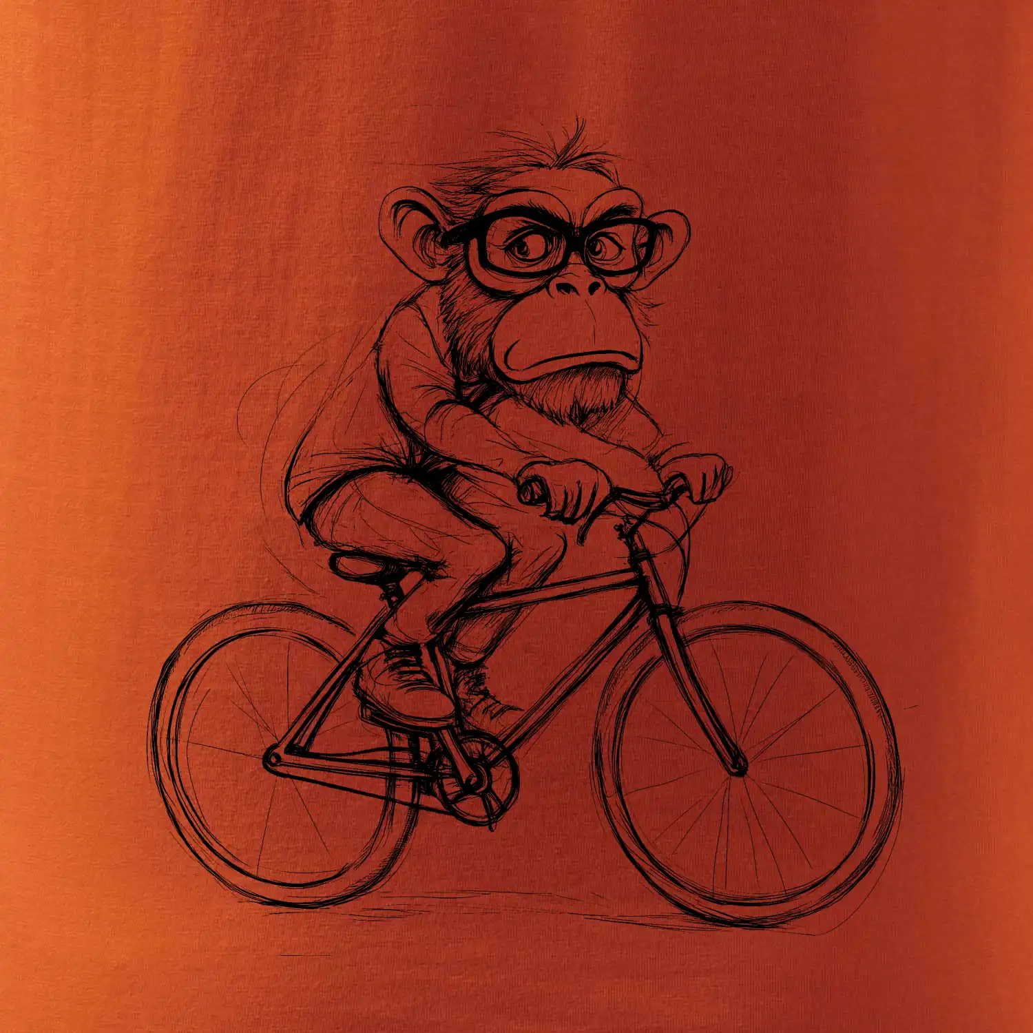 Opice s brýlemi na kole