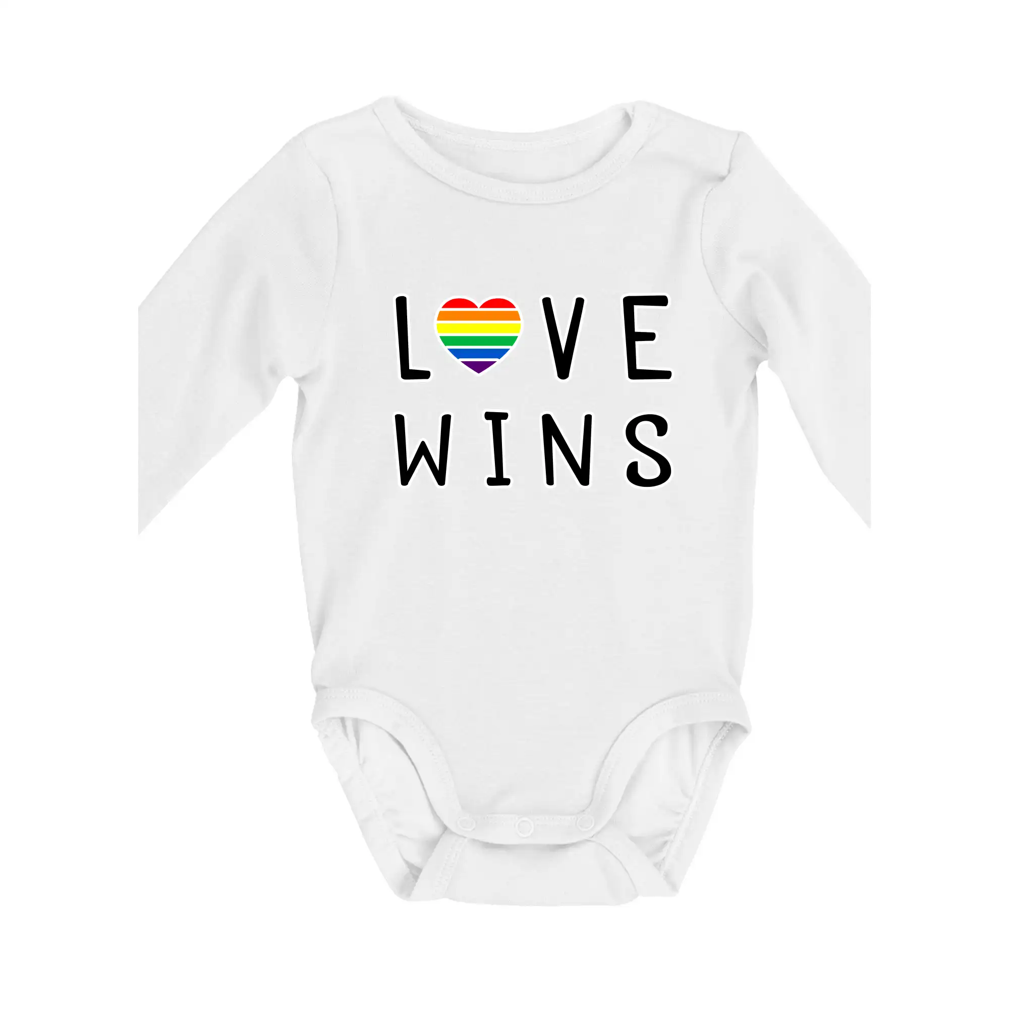 Tričká pre LGBT a Queer komunitu - Love wins nápis - Body dojčenské s dlhým rukávom