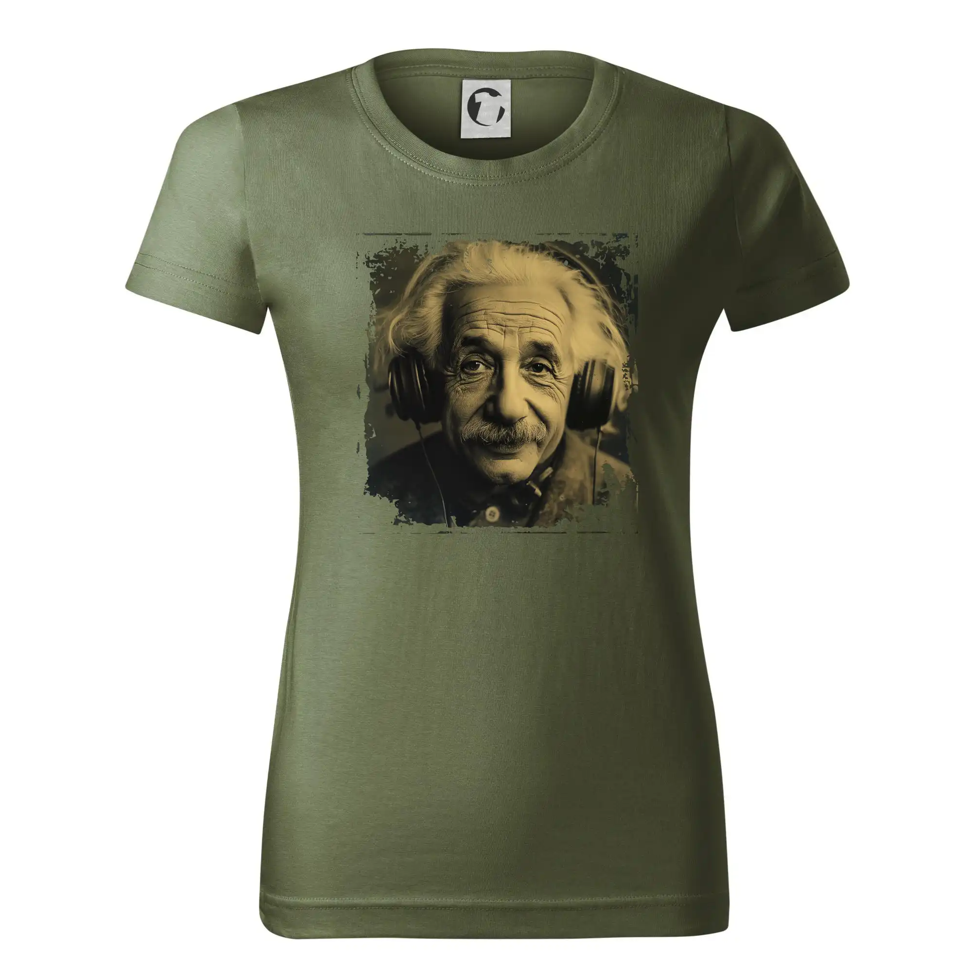 Vtipné tričká pre fyziky - Albert Einstein so slúchadlami - Dámske tričko basic - ľahko voľnejšie a dlhšie