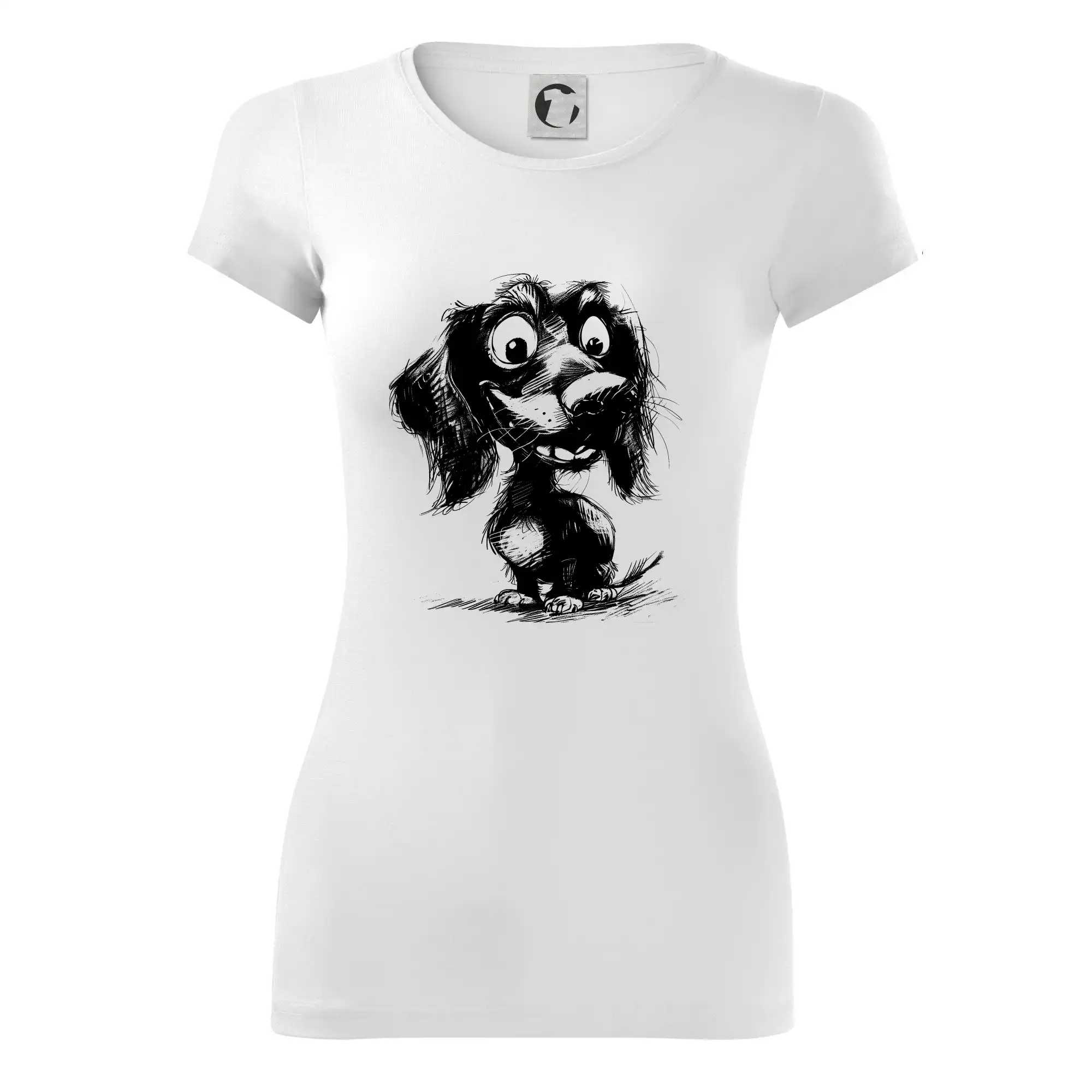 Černobílá karikatura jezevčík