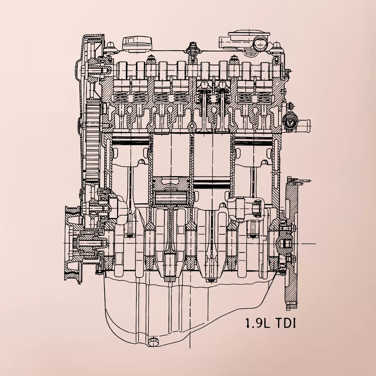 Motor Škoda/ VW 1.9L  TDI ze předu