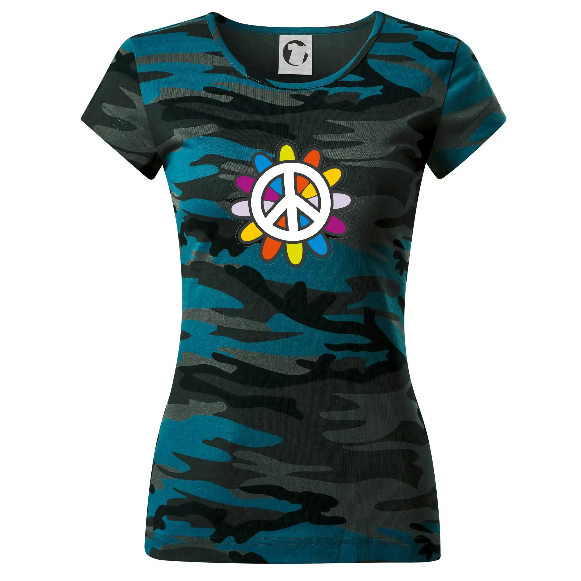 Peace symbol s kreslenou květinou