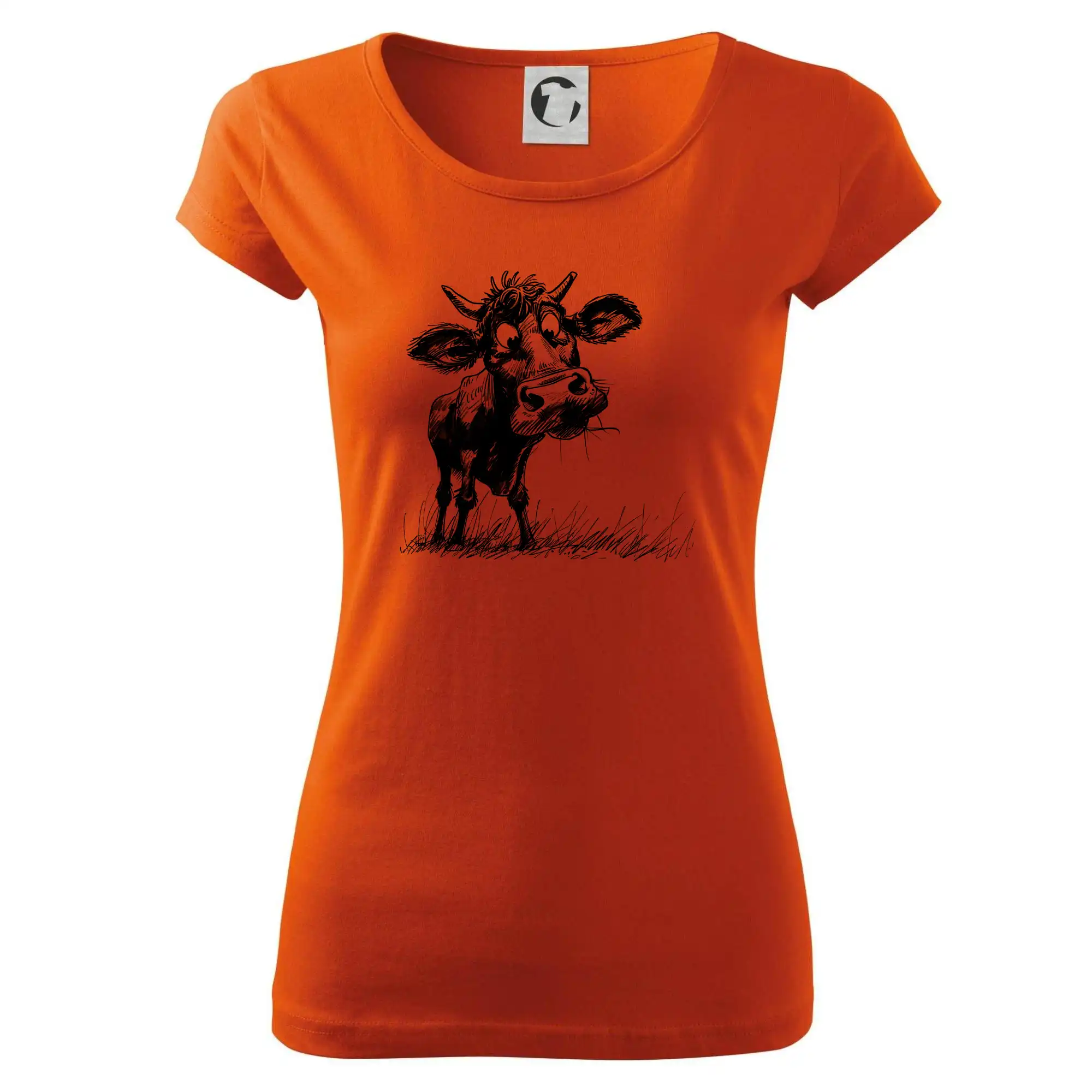 Černobílá karikatura kráva stojící