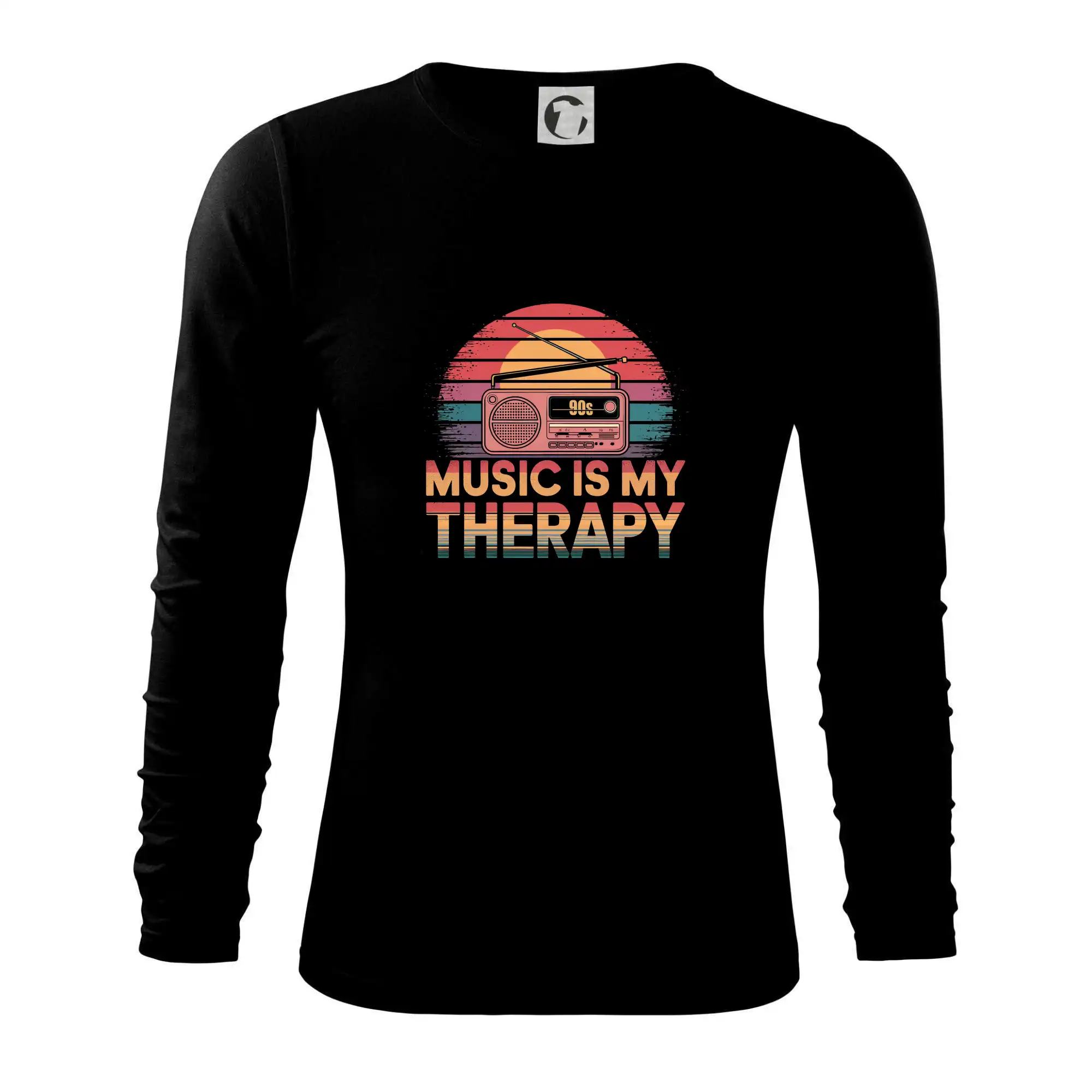 90s Music is my therapy - prenosné rádio - Tričko s dlhým rukávom FIT-T long sleeve