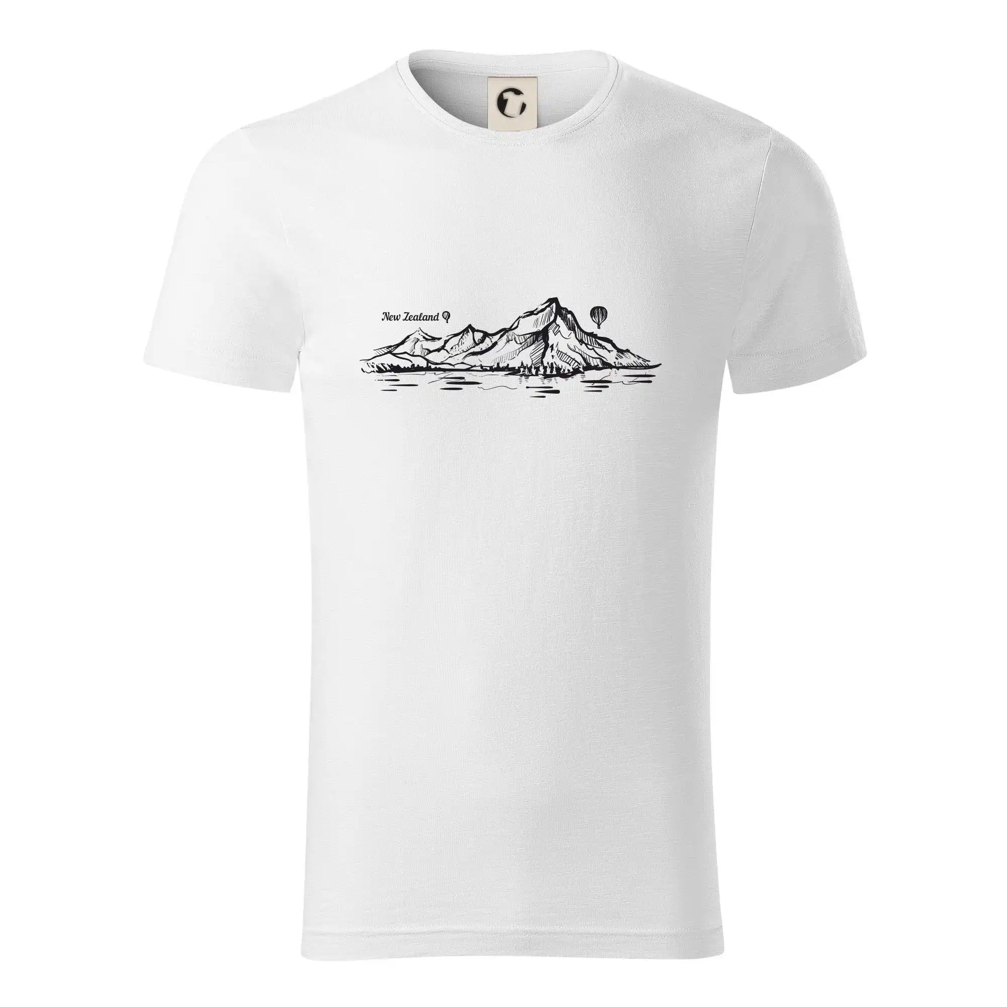 Ostatné mestá / miesta - Nový Zéland nápis a hory Aoraki - Mount Cook - Tričko z organickej bavlny