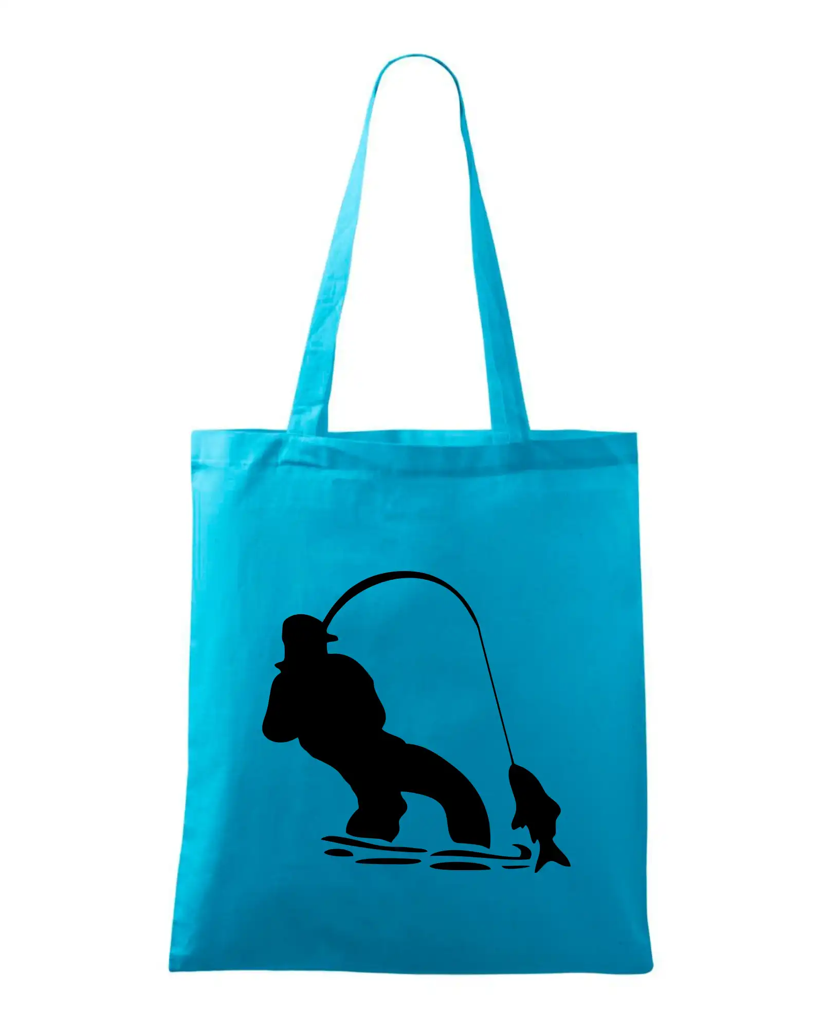 Tričká pre rybárov s potlačou - Rybár ťahajúce rybu - Taška bavlnená