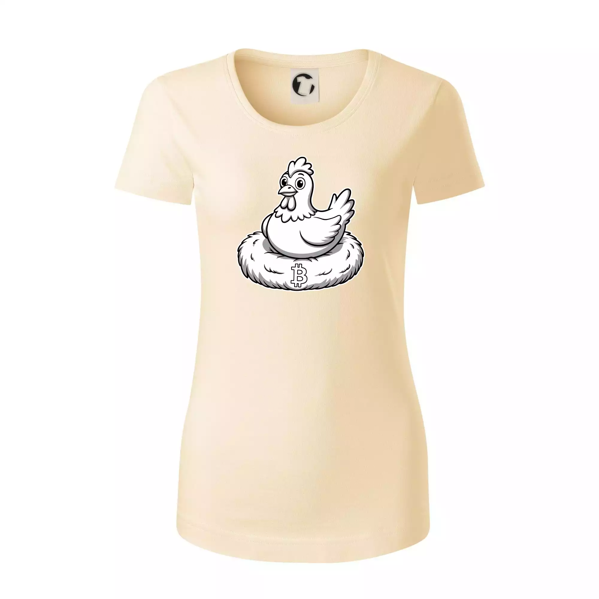 Kuře sedící na bitcoinovém hnízdě