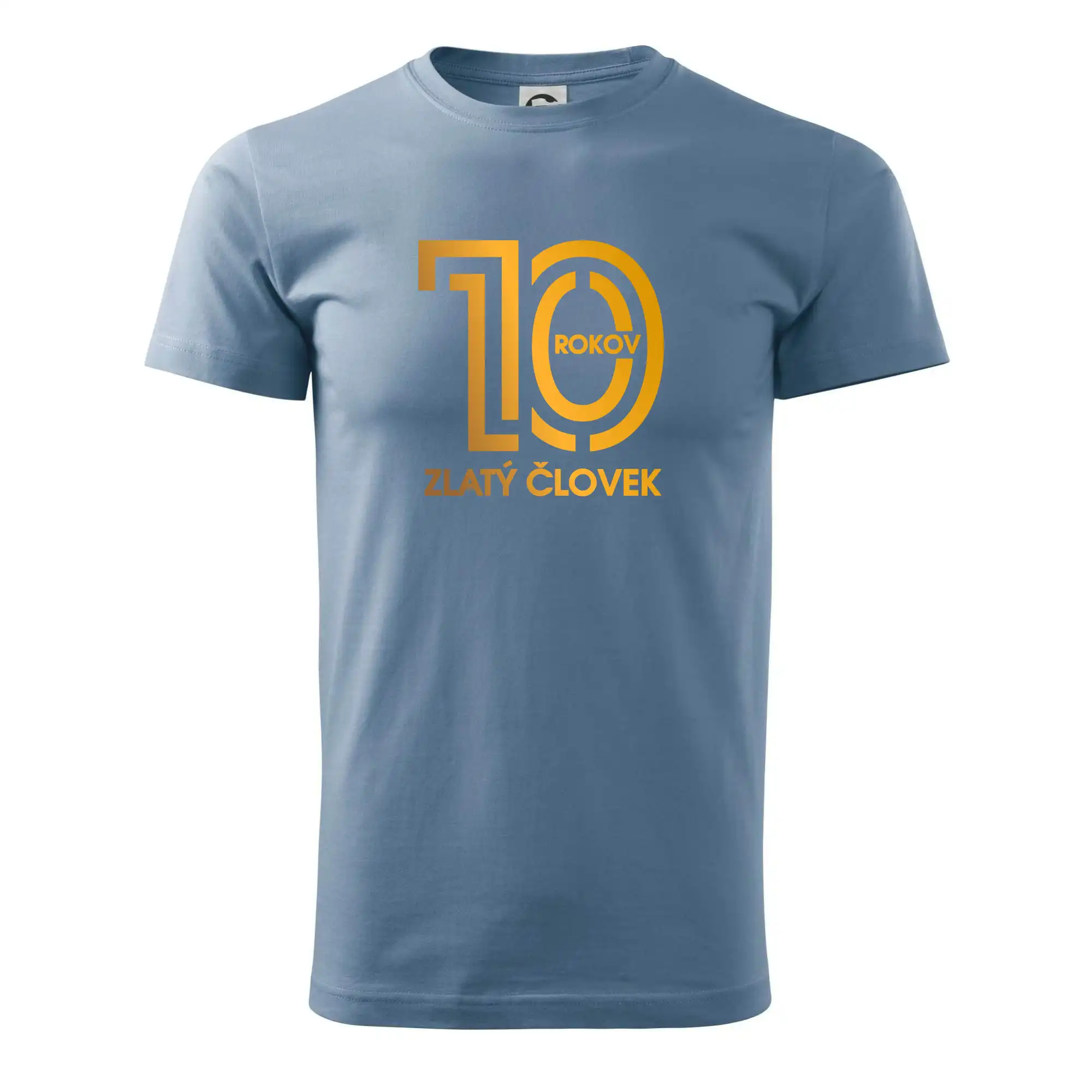 Tričká k narodeninám - 10 rokov zlatý človek - Pánske tričko nižšej gramáže