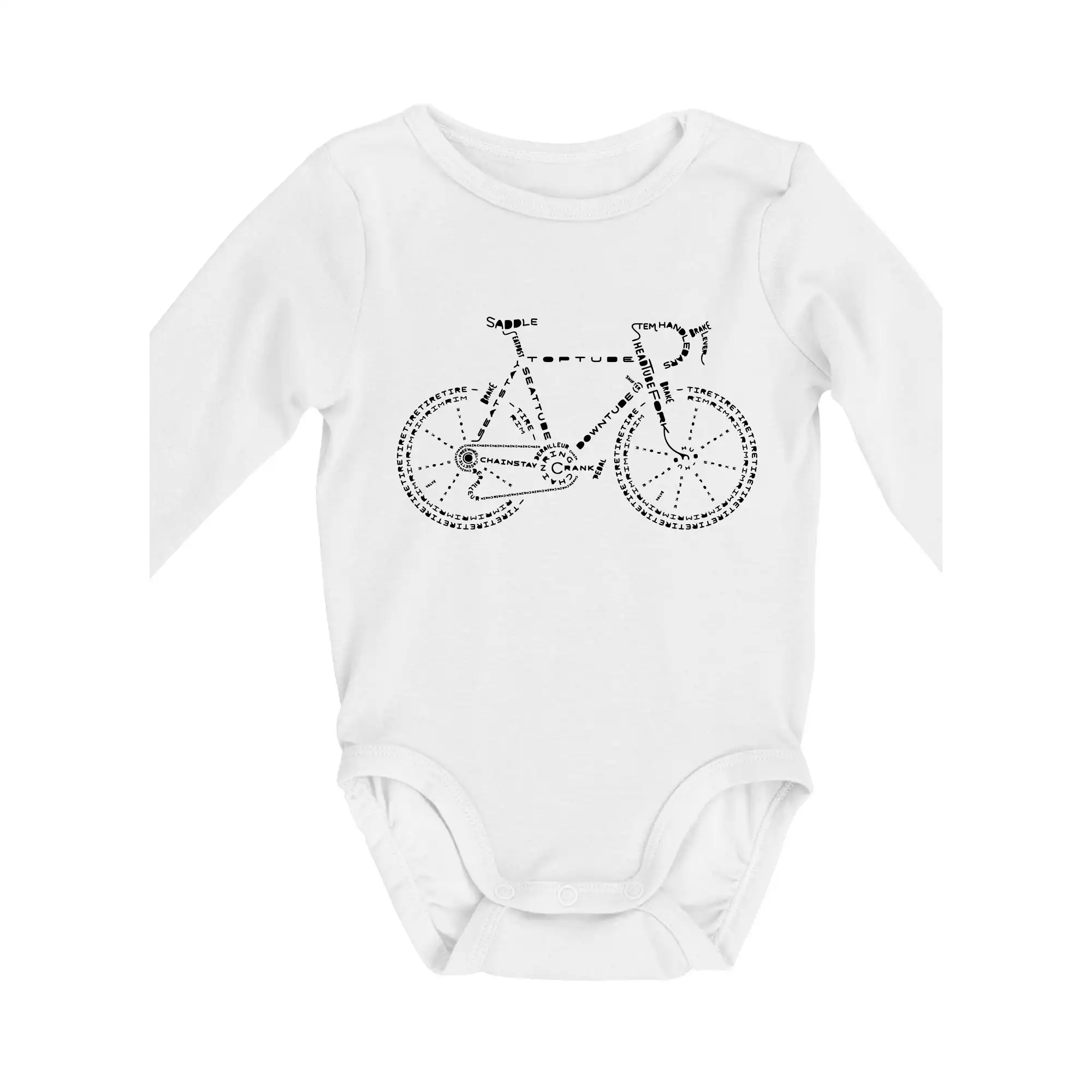 Tričko ako darček pre cyklistu - Bicykel názvy - Body dojčenské s dlhým rukávom