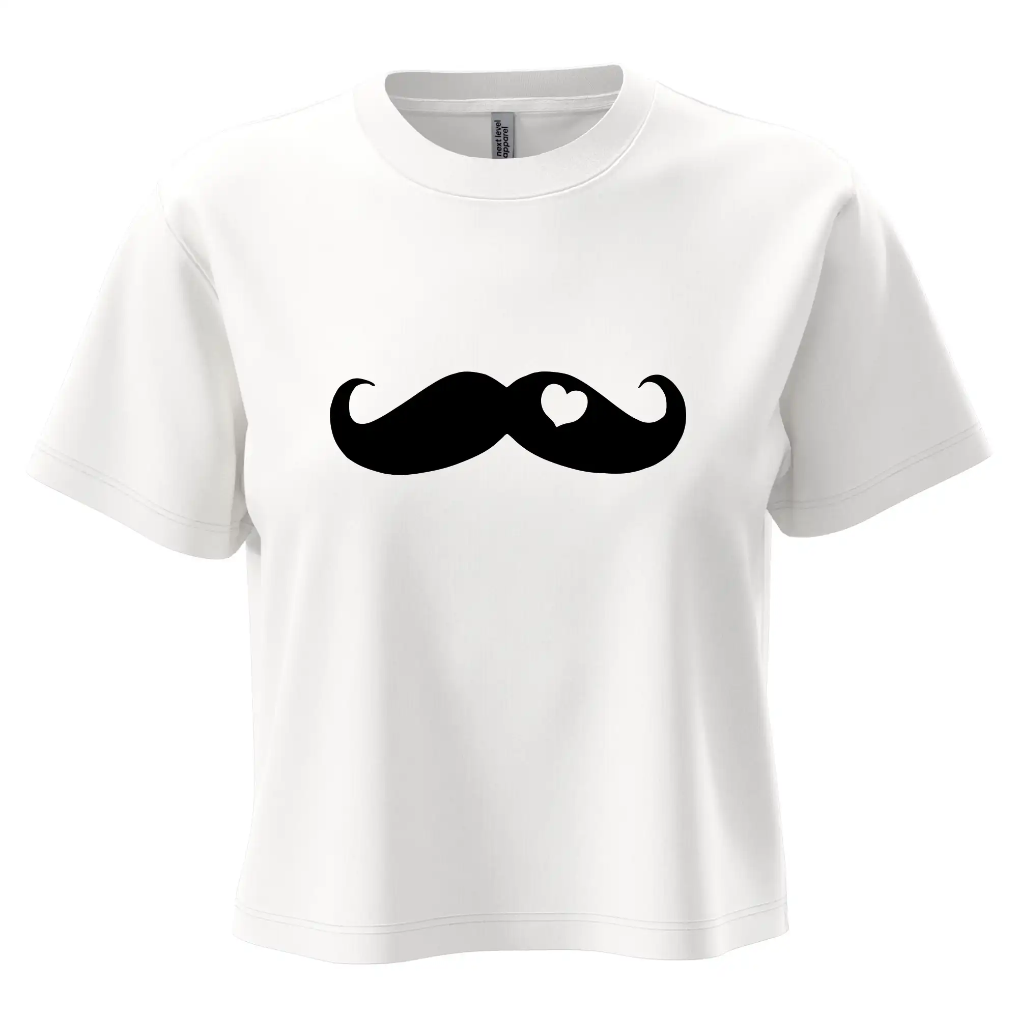 Tričká s fúzikmi - Mustache love - Boxy cropped tričko OVERSIZE