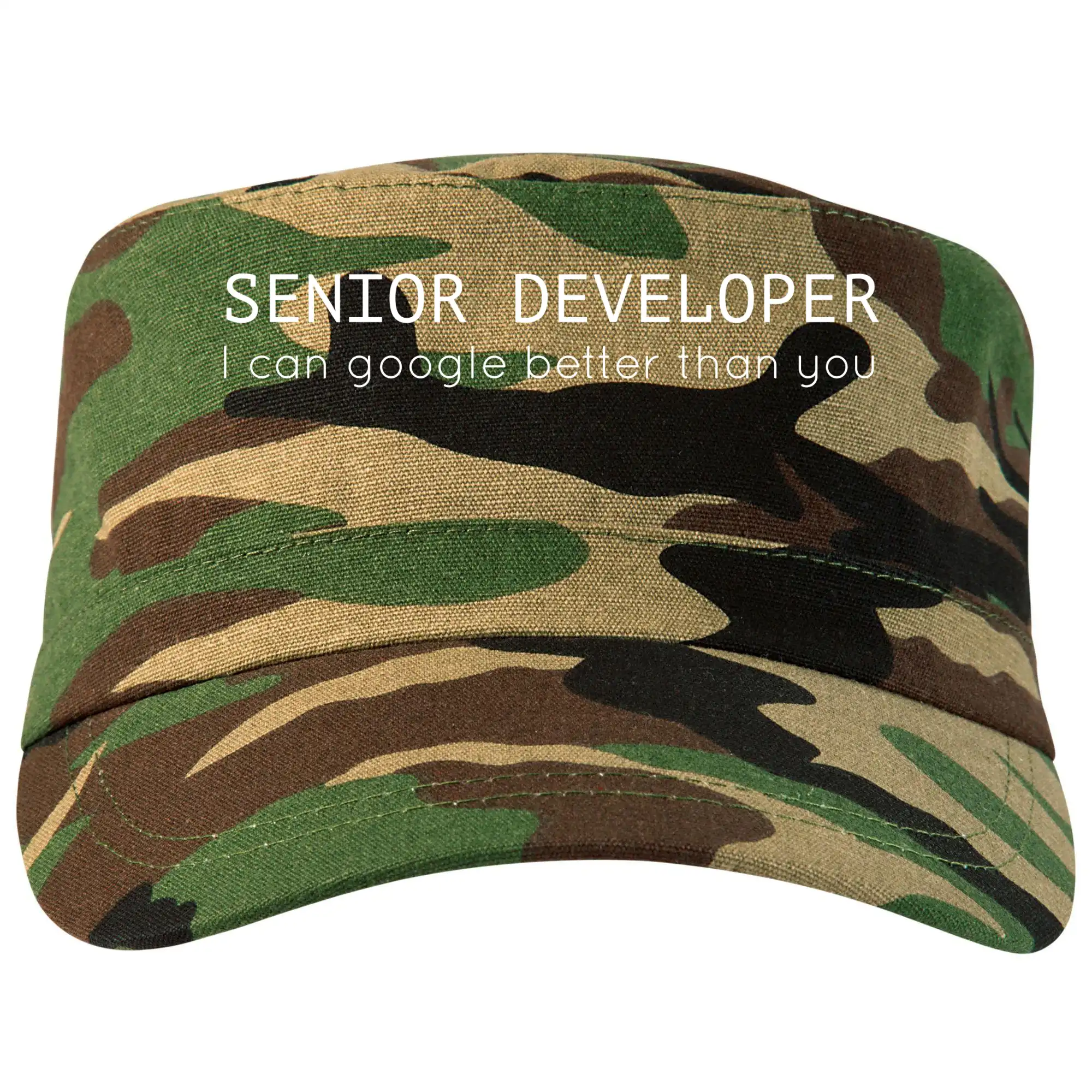 Tričká pre ajťákov - Senior developer google better than you - Šiltovka CAMO