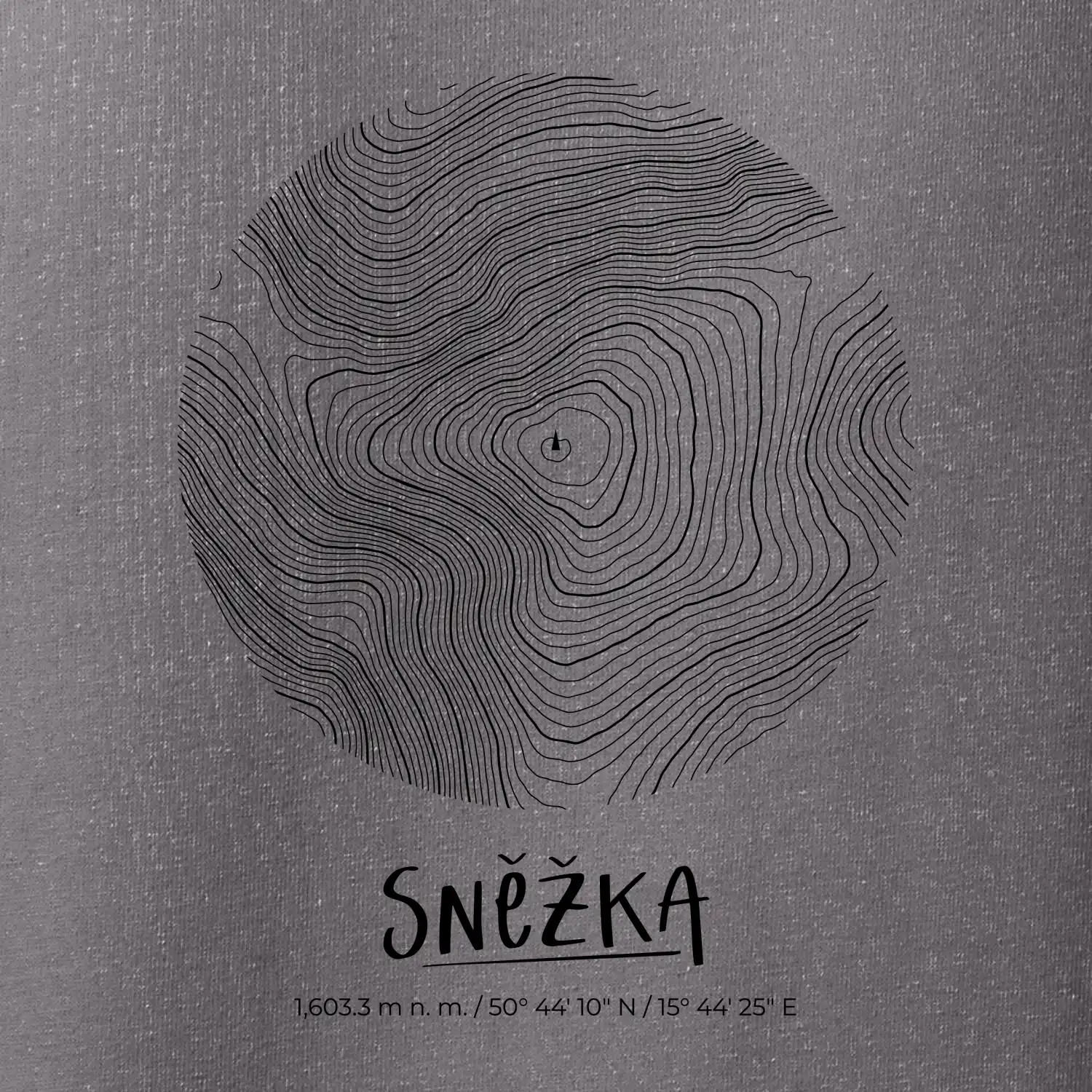 Sněžka - vrstevnice v kruhu