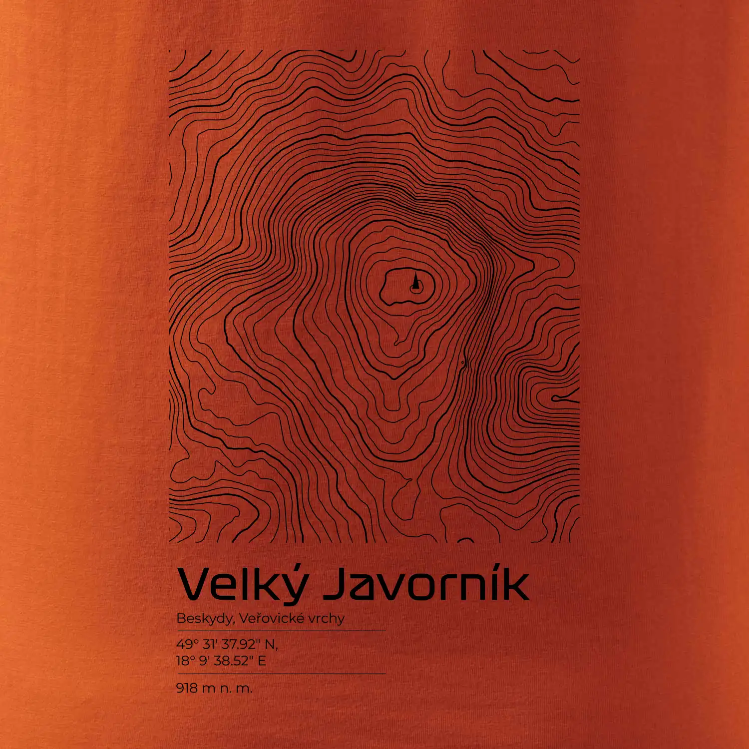 Velký Javorník - vrstevnice v obdélníku