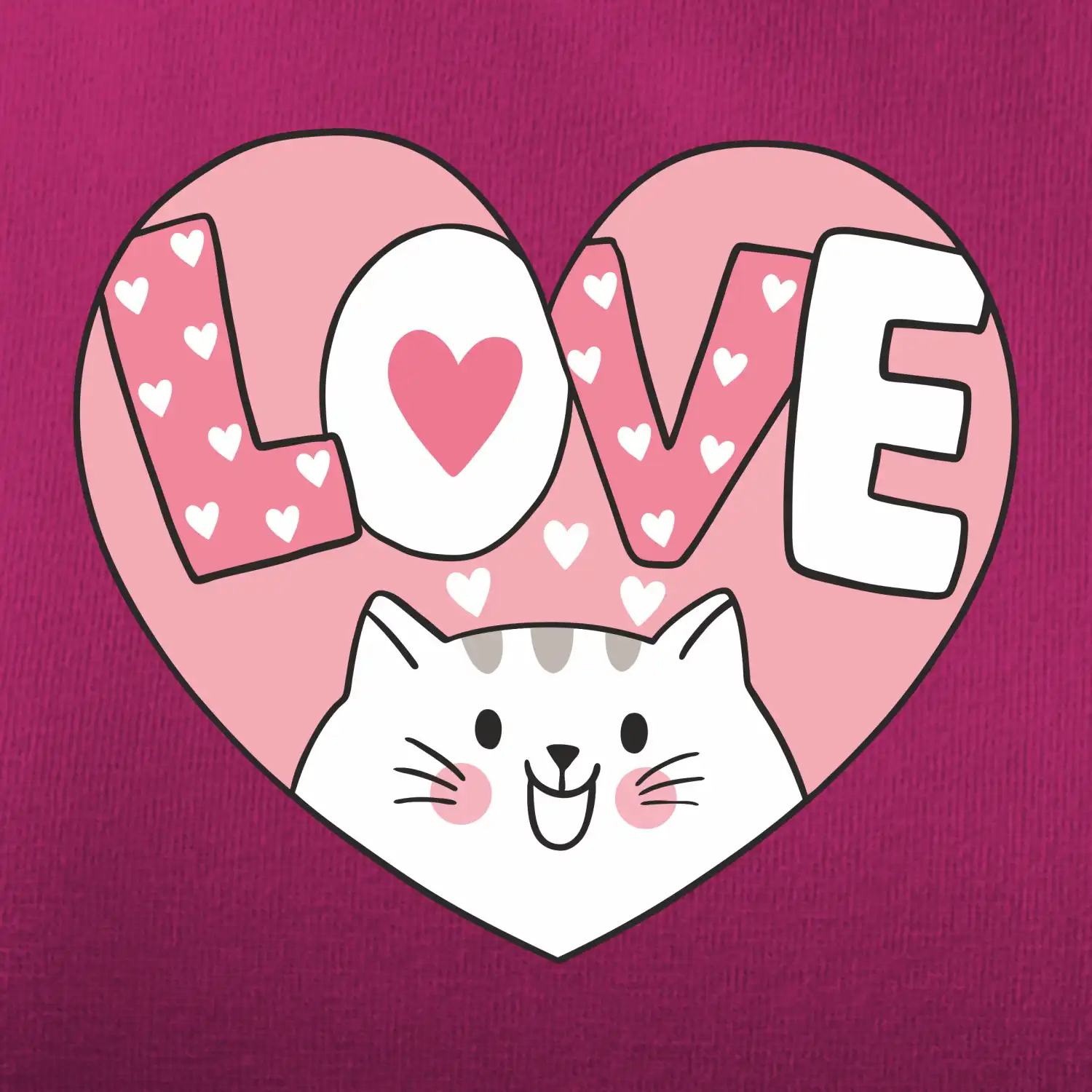 Kočka love - růžové srdce