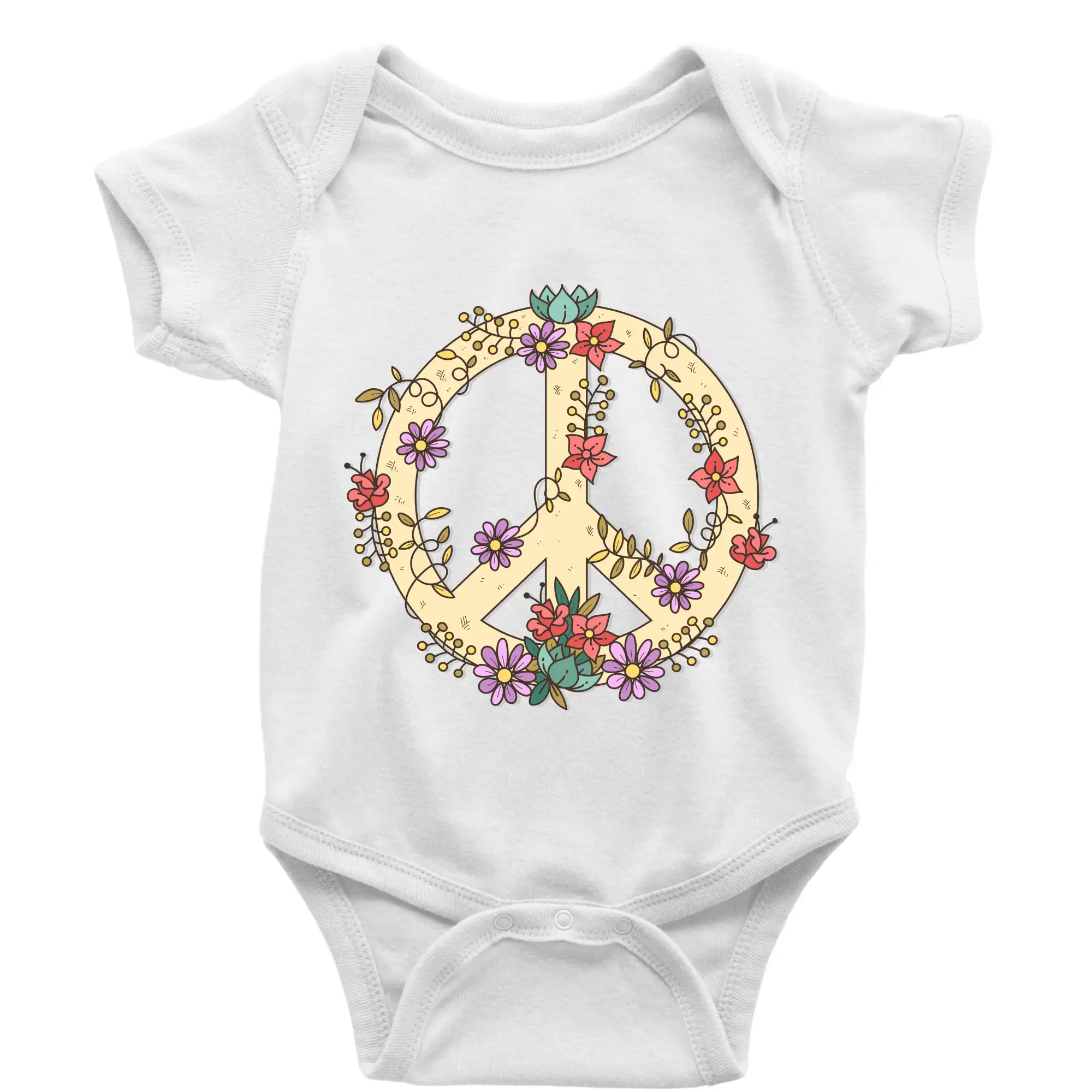 Tričká pre pohodový ľudí - Peace symbol pieskový - Body dojčenské s krátkym rukávom