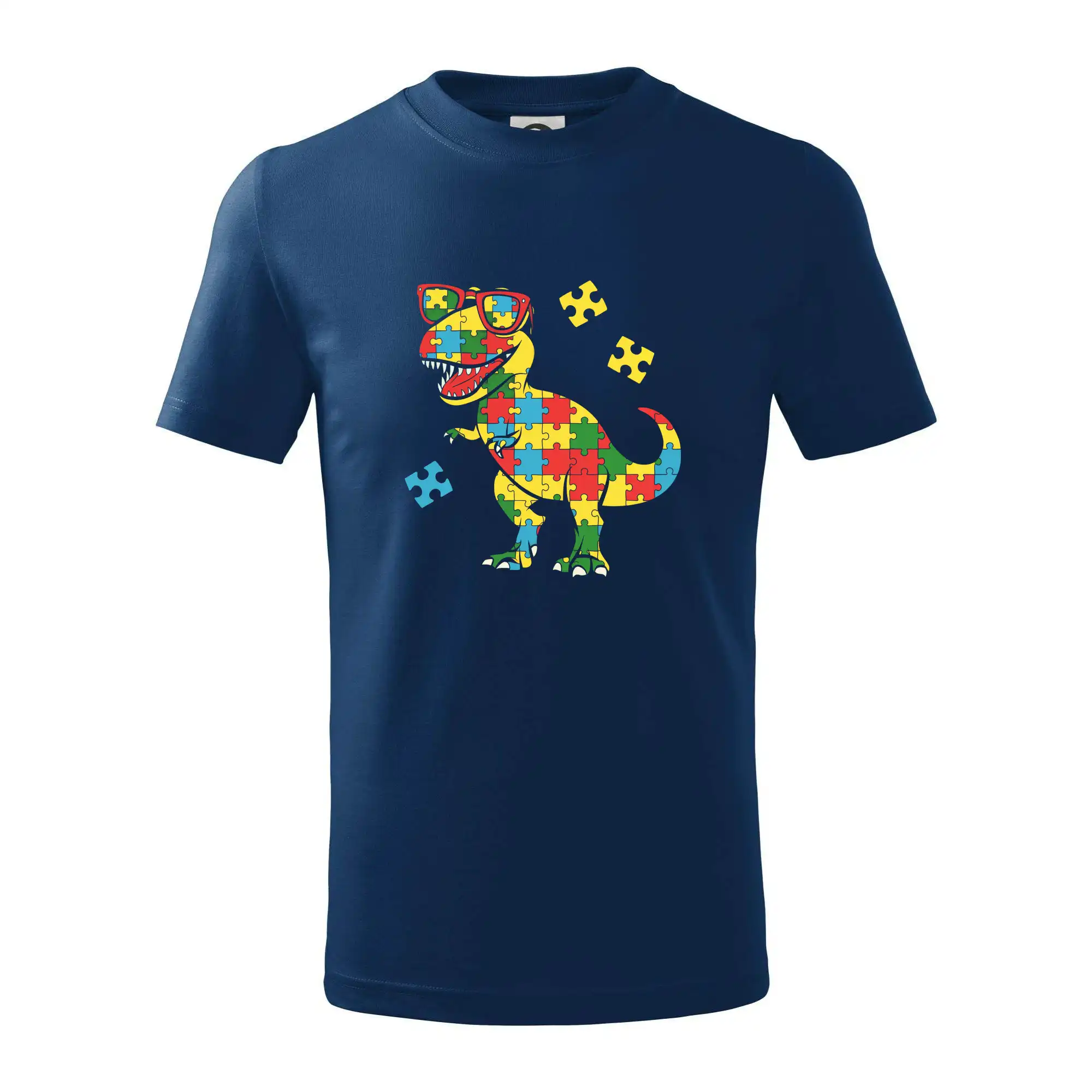 Tričká a mikiny pre autistov - Autizta dinosaurus puzzle - Tričko detské bavlnené