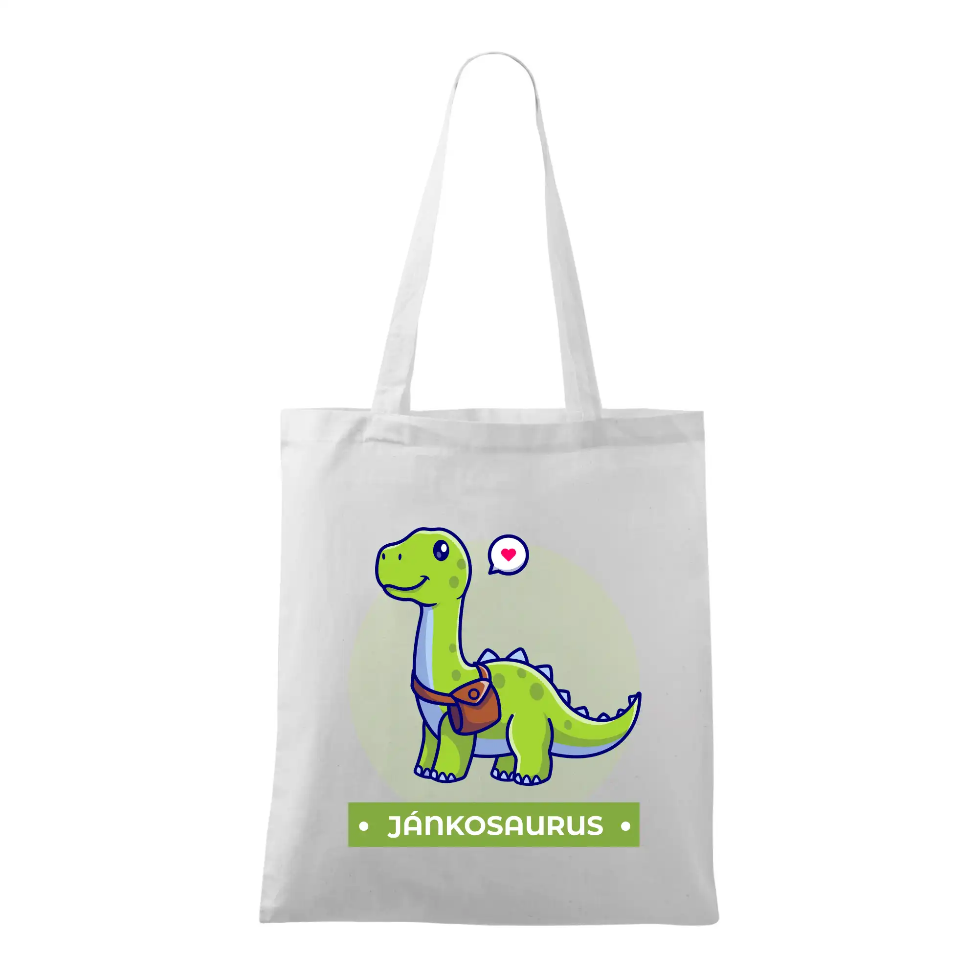 Detské tričká, mikiny a body s originálnymi potlačami | Veselé motívy pre chlapcov aj dievčatá - Dinosaurie mená - zelený dinosaurus - Taška bavlnená