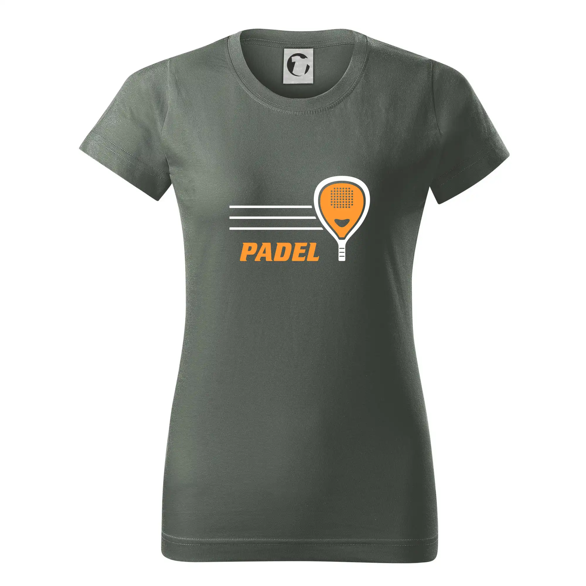Tričká s motívmi Padel tenis - Padel - oranžová raketa - Dámske tričko basic - ľahko voľnejšie a dlhšie