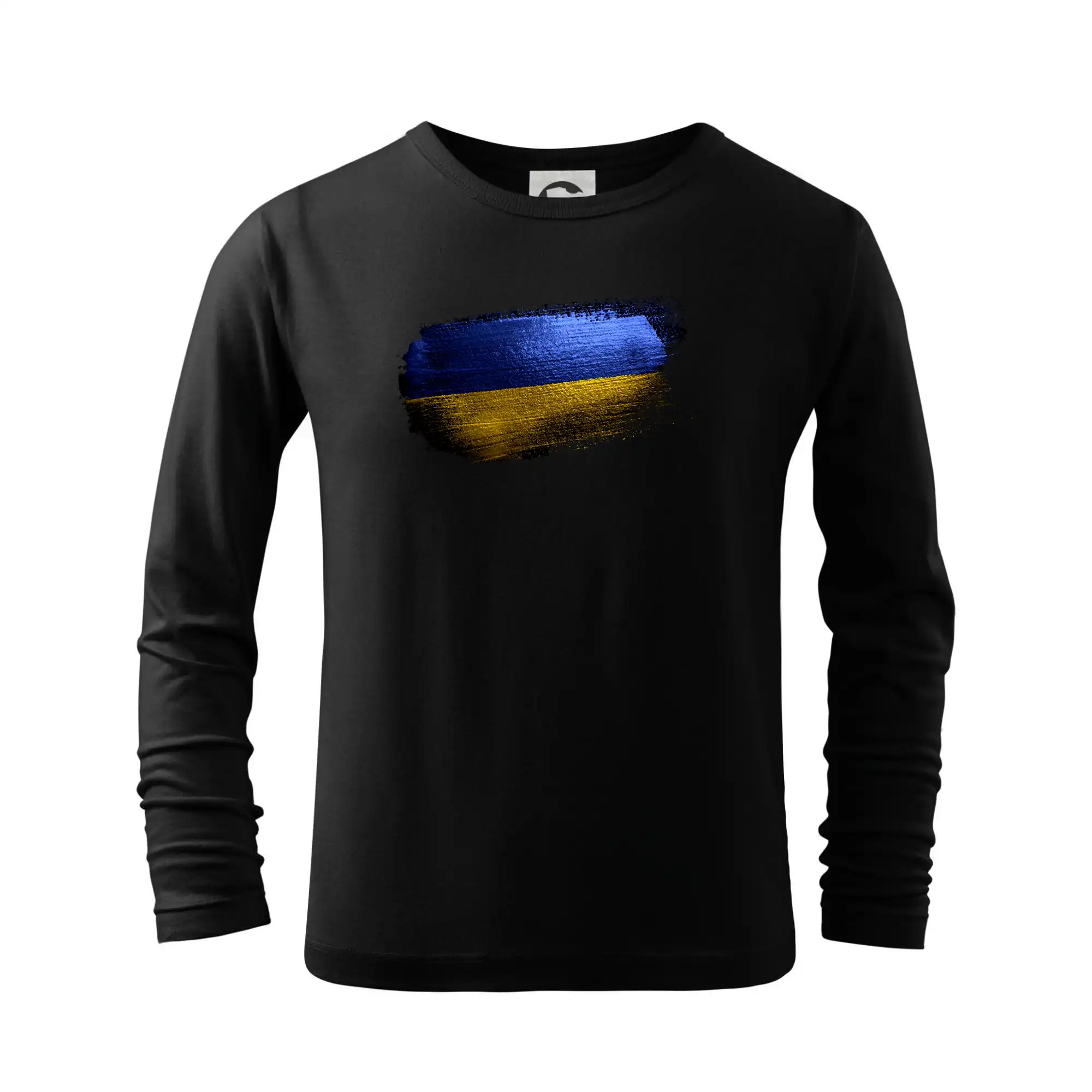 Tričká s vlajkou ukrajiny - Ukrajina vlajka kreslená štetcom - Tričko detské Long Sleeve