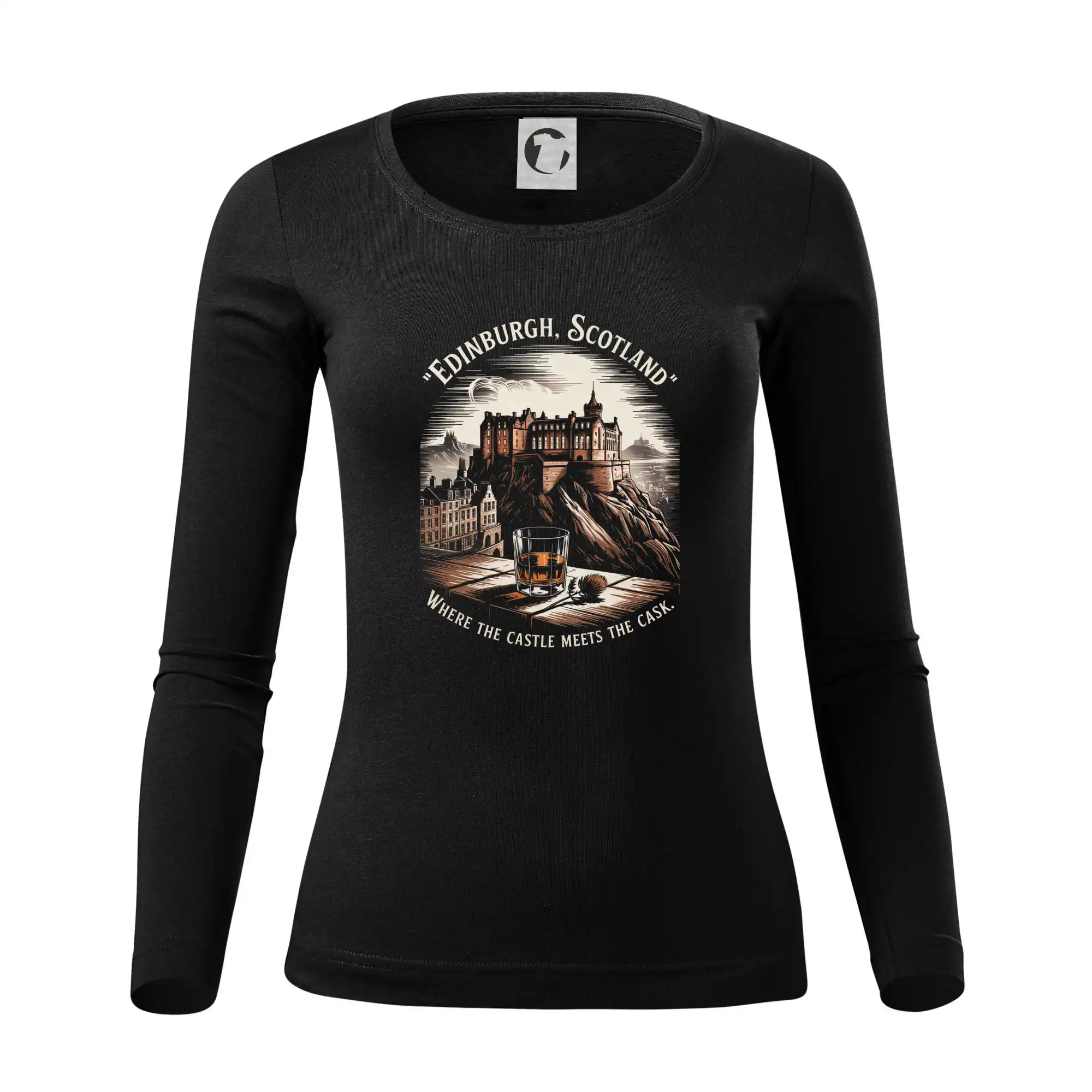 Ostatné mestá / miesta - Scotland Where the Castle Meets the Cask - Dámske tričko FIT-T LS - zužené