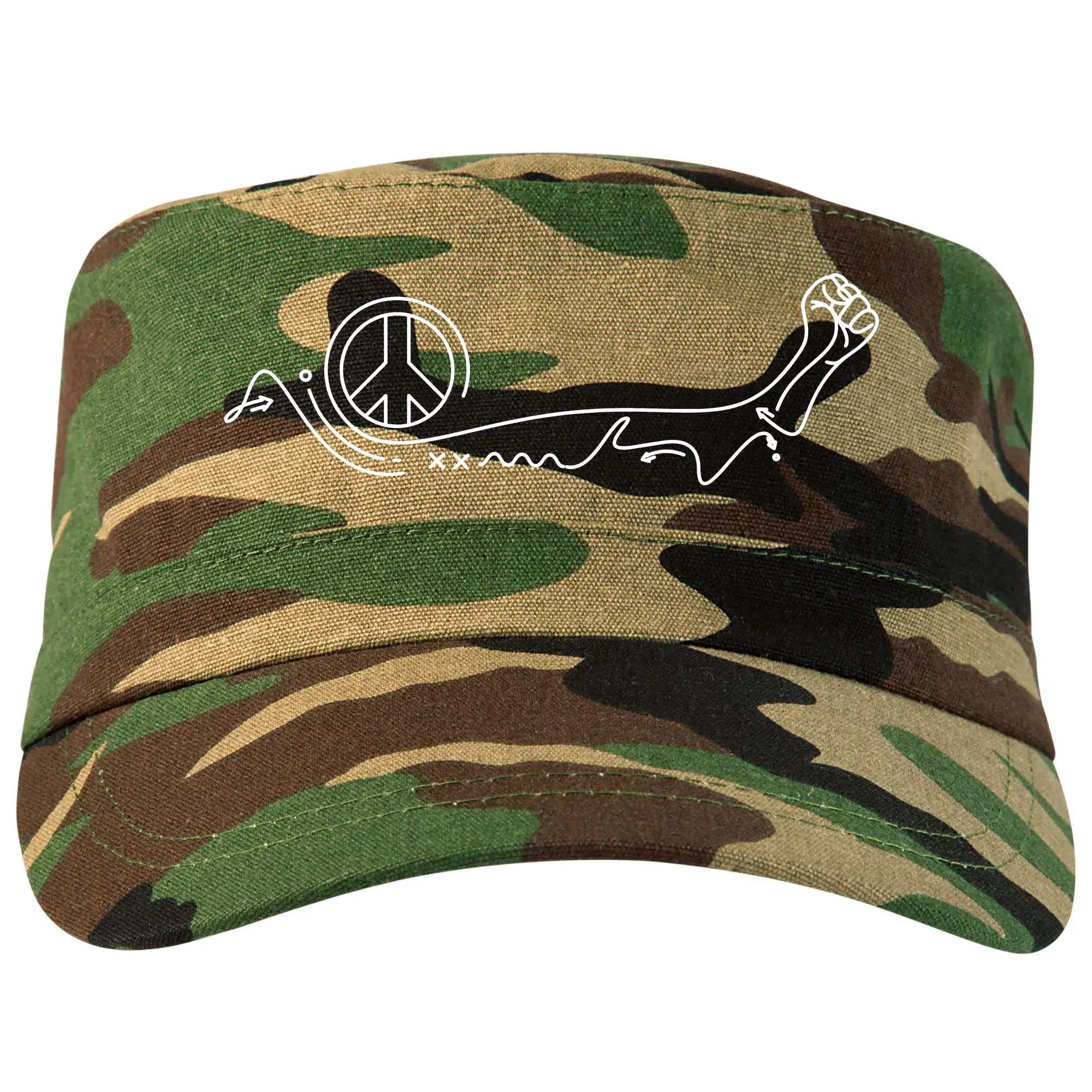 Tričká s vlajkou ukrajiny - Päsť a symbol mieru - Šiltovka CAMO