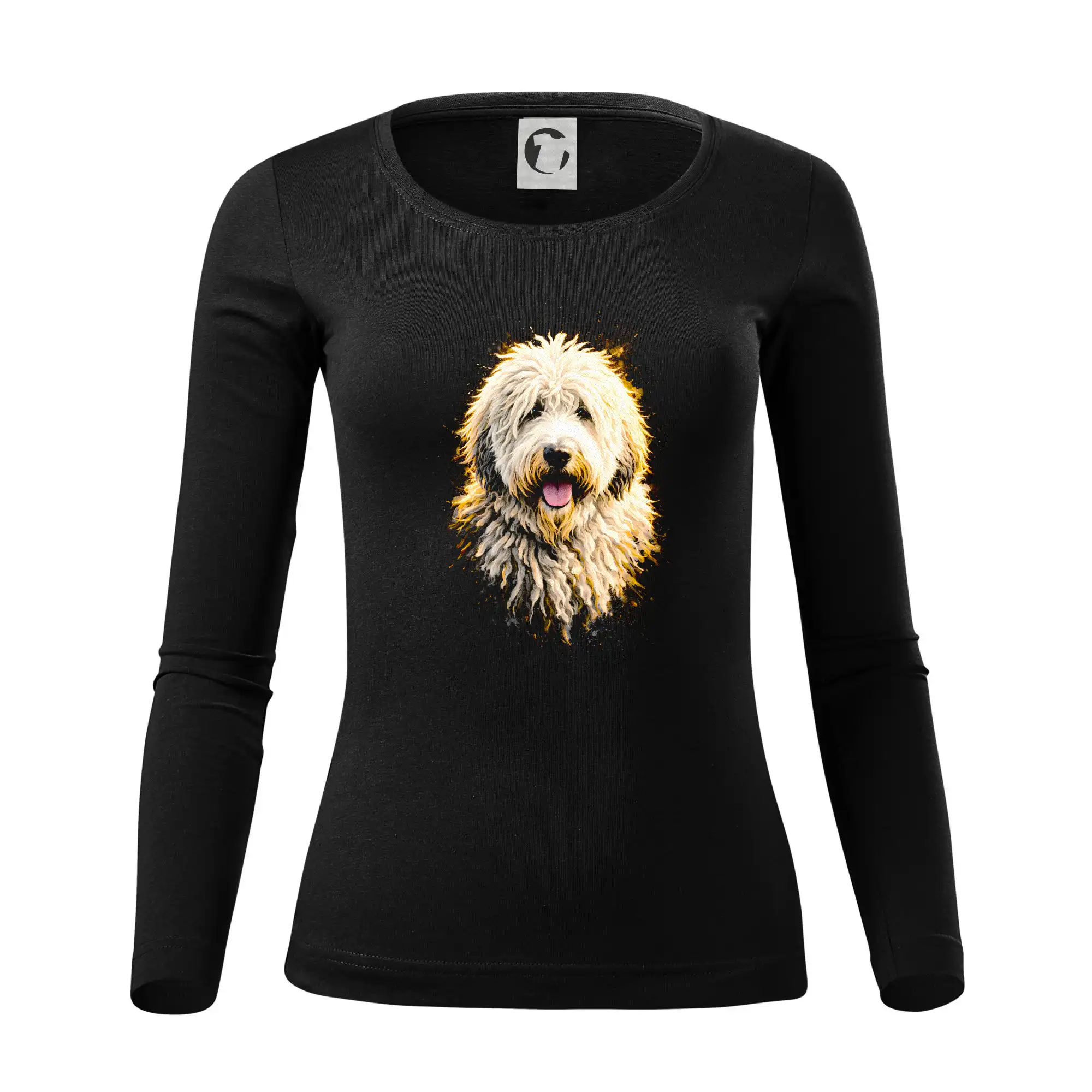 Ostatné psie plemená - Obrázok poltón komondor hlava - Dámske tričko FIT-T LS - zužené