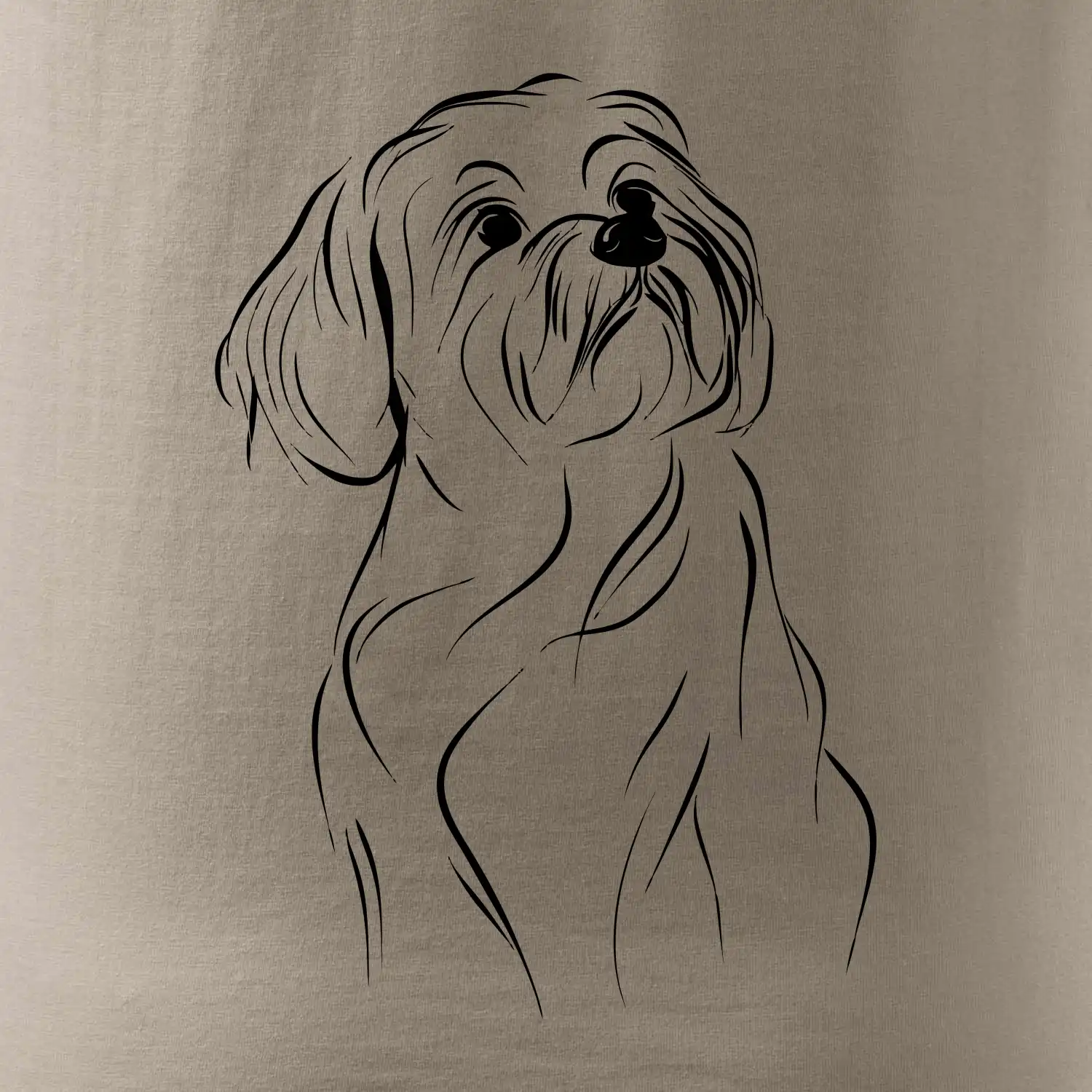 Lhasa Apso černý nákres slabé linky