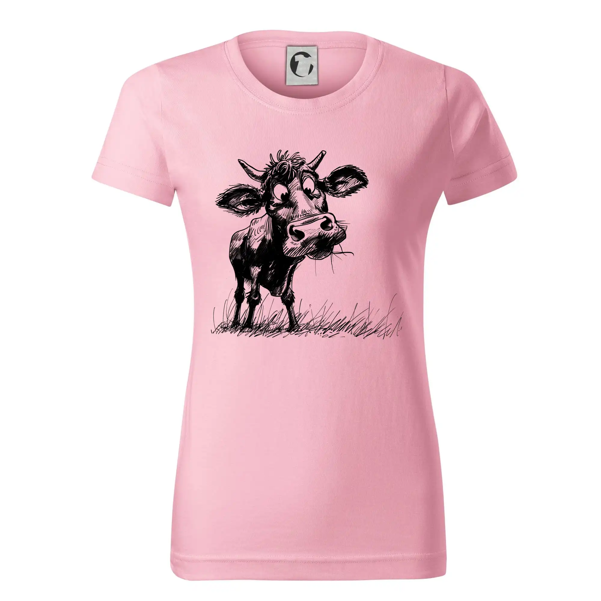 Černobílá karikatura kráva stojící