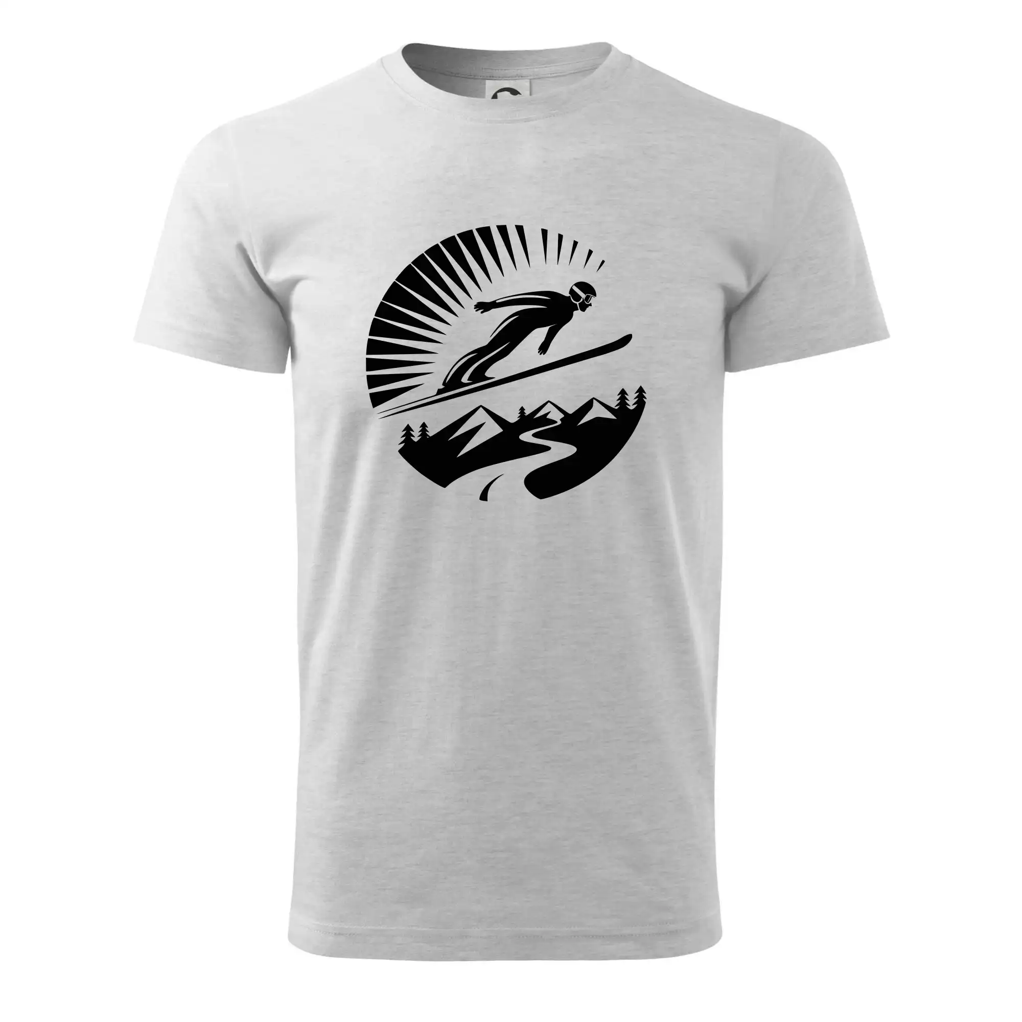 Lyže a Snowboard - Skokan čierny v kruhu - Tričko extra veľké  (5-8XL)
