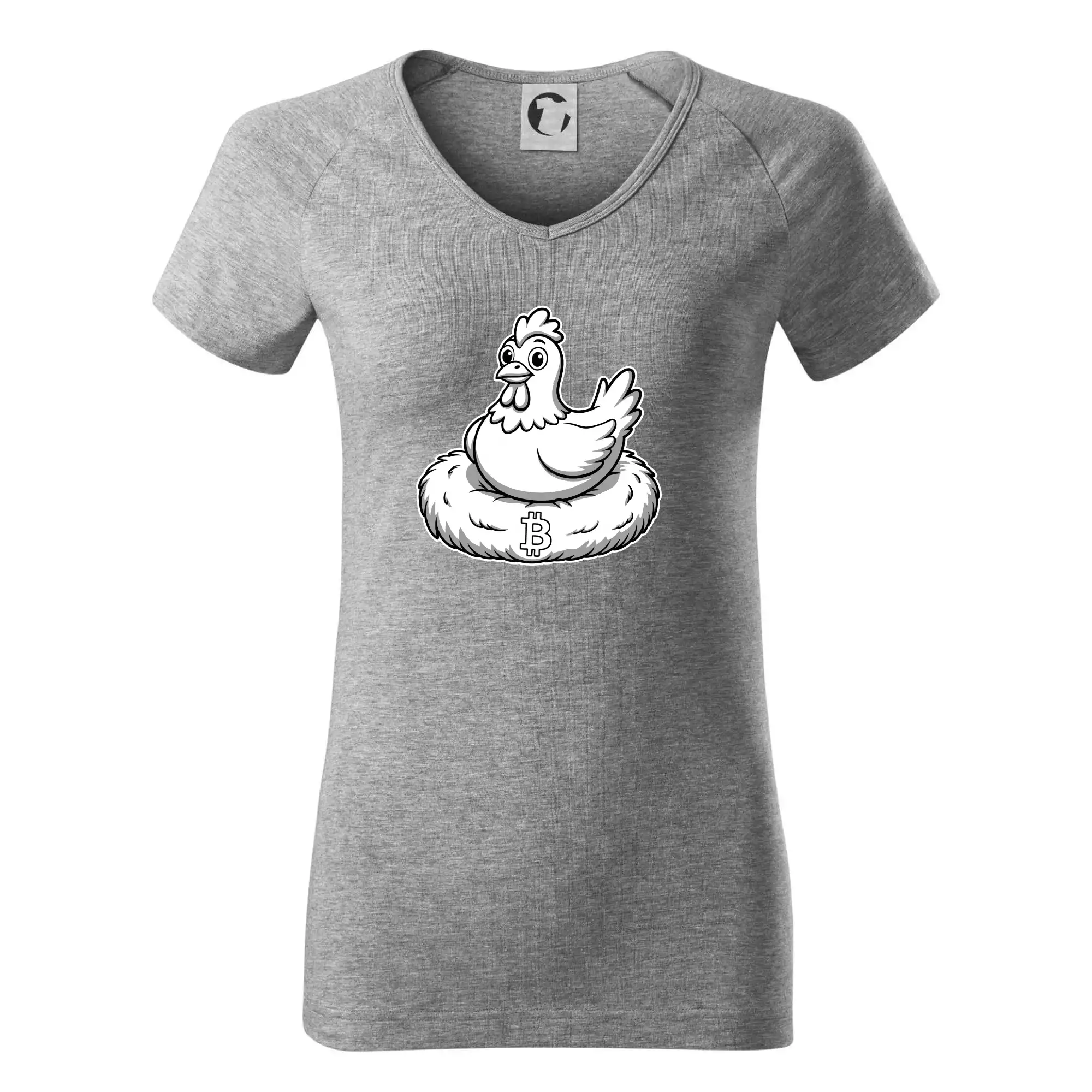 Kuře sedící na bitcoinovém hnízdě