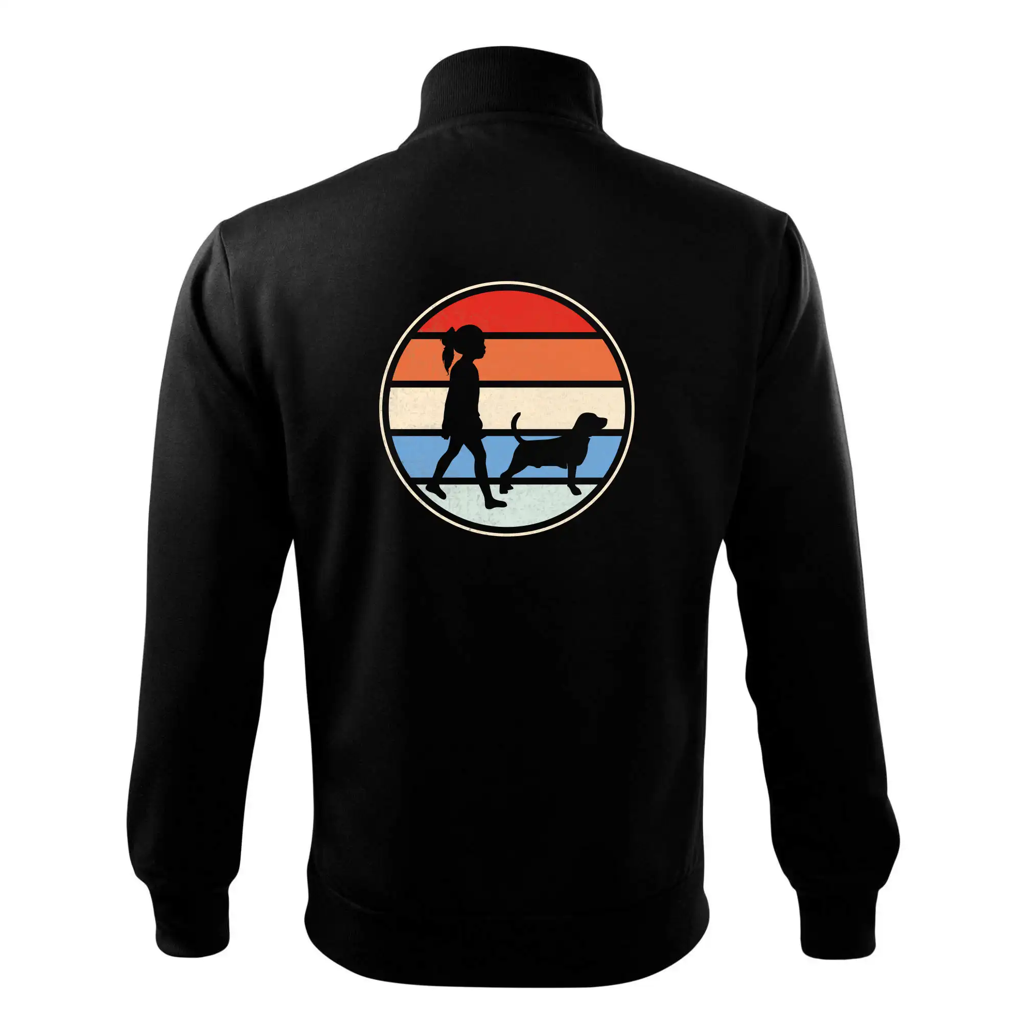 Retro kruh - dívka a pes na procházce