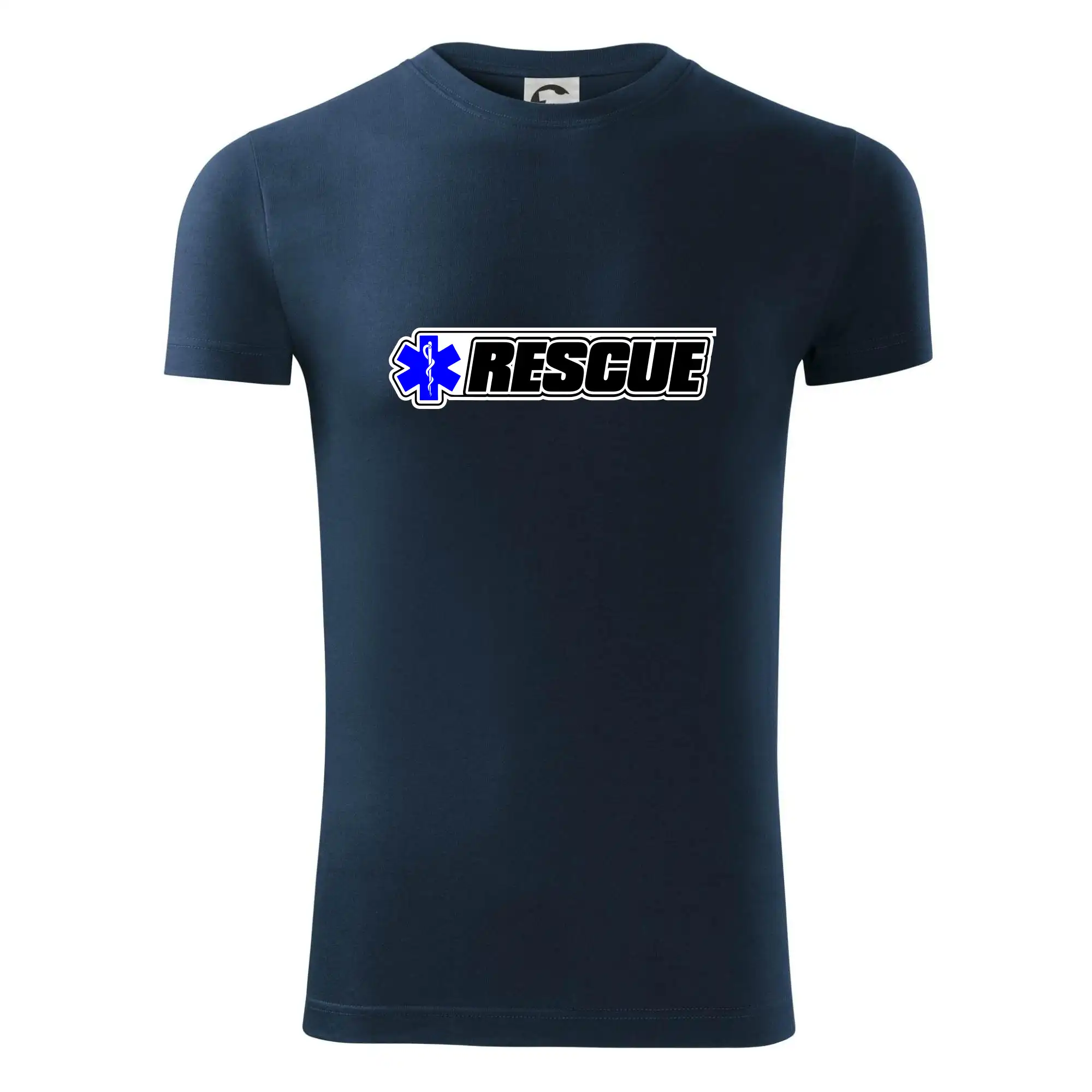 Tričká a mikiny pre záchranárov a lekárov - Kvalitné oblečenie pre zdravotníkov - Záchranár rescue kríž modrý - Viper FIT - Pánske zúžené tričko