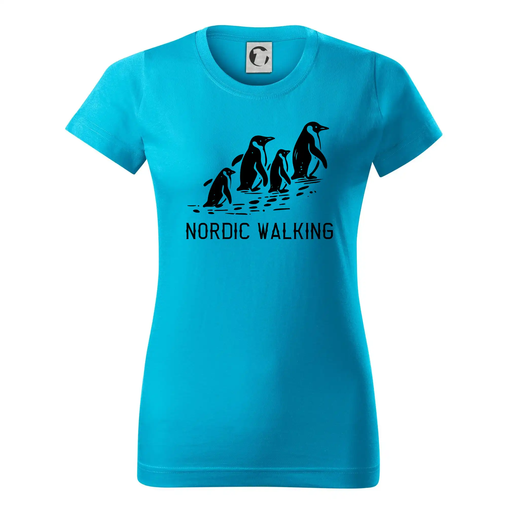 Trička pre cestovateľov - Nordic walking tučniaky - vintage - Dámske tričko basic - ľahko voľnejšie a dlhšie