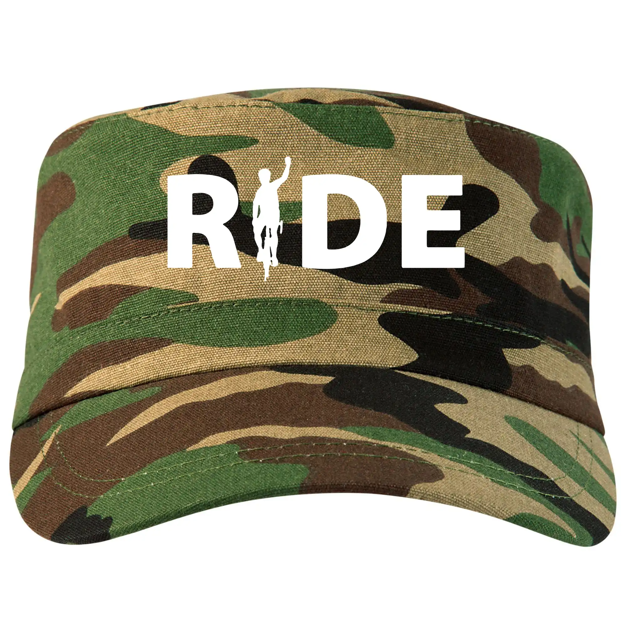 Tričko ako darček pre cyklistu - Ride - nápis s cyklistom - Šiltovka CAMO